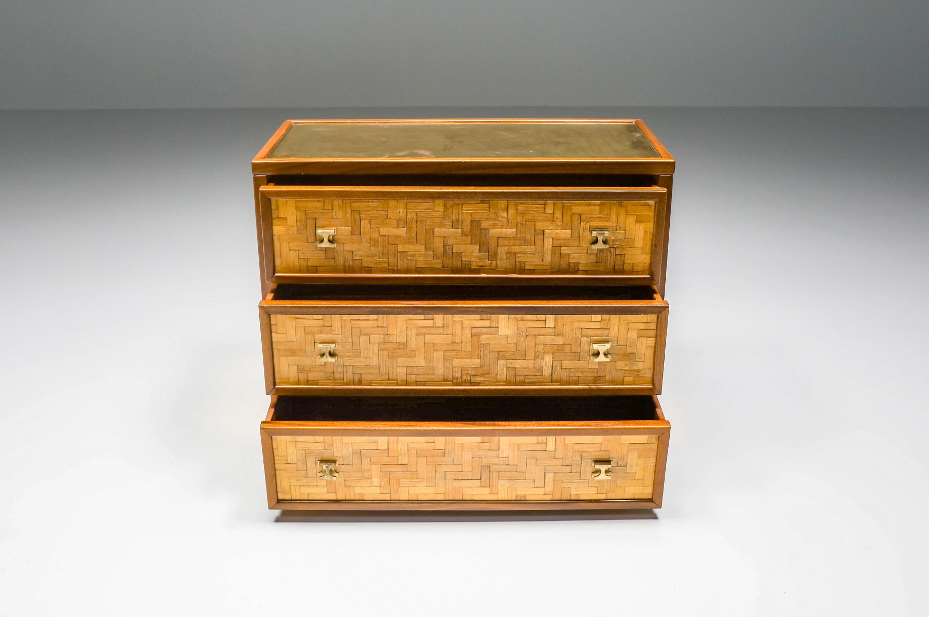 Traditional Japanese Side Bar, Cabinet with Drawers - 1970's