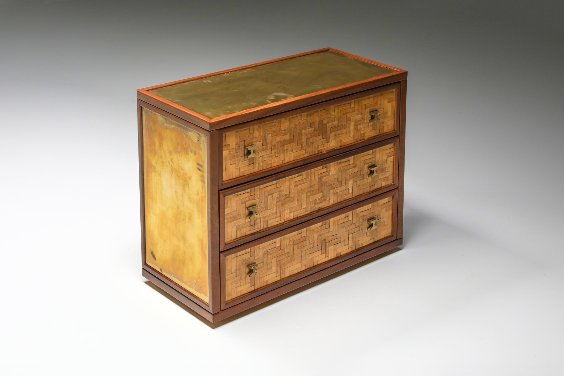 Traditional Japanese Side Bar, Cabinet with Drawers - 1970's