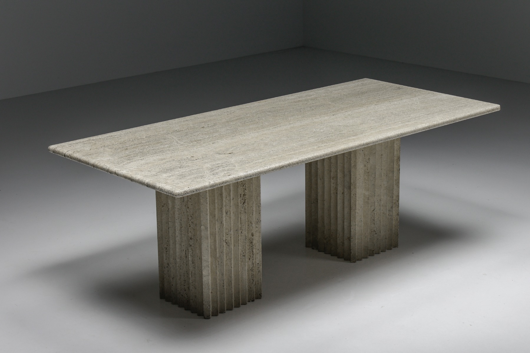 Travertine Dining Table in the Style of Carlo Scarpa and Angelo Mangiarotti - 1970s
