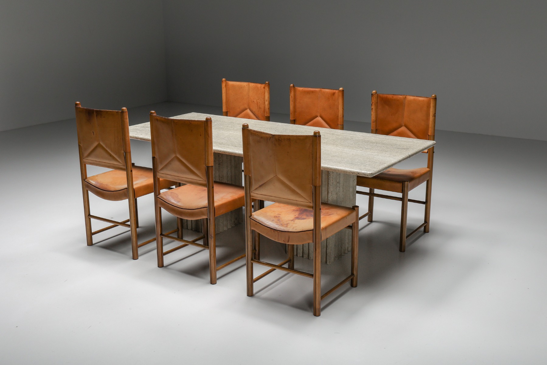Travertine Dining Table in the Style of Carlo Scarpa and Angelo Mangiarotti - 1970s