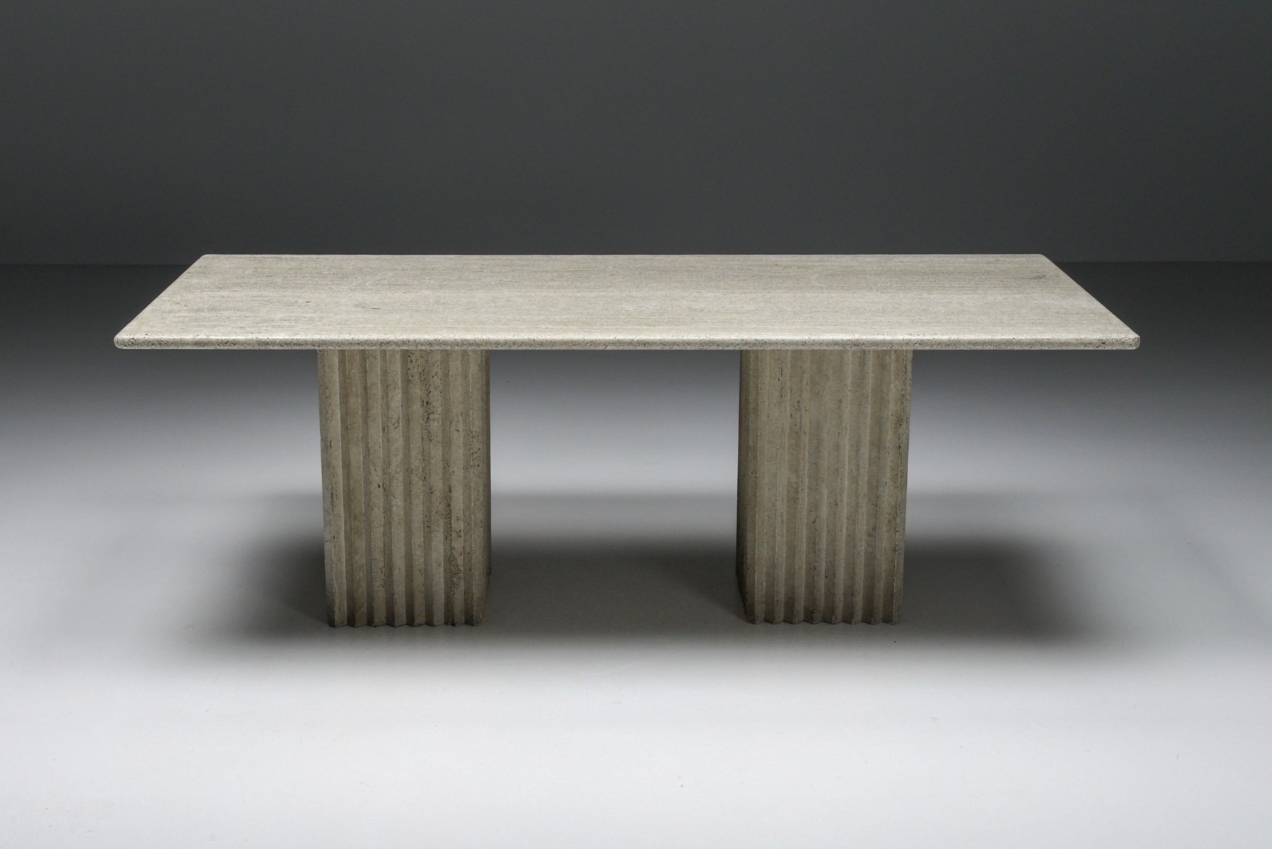 Travertine Dining Table in the Style of Carlo Scarpa and Angelo Mangiarotti - 1970s