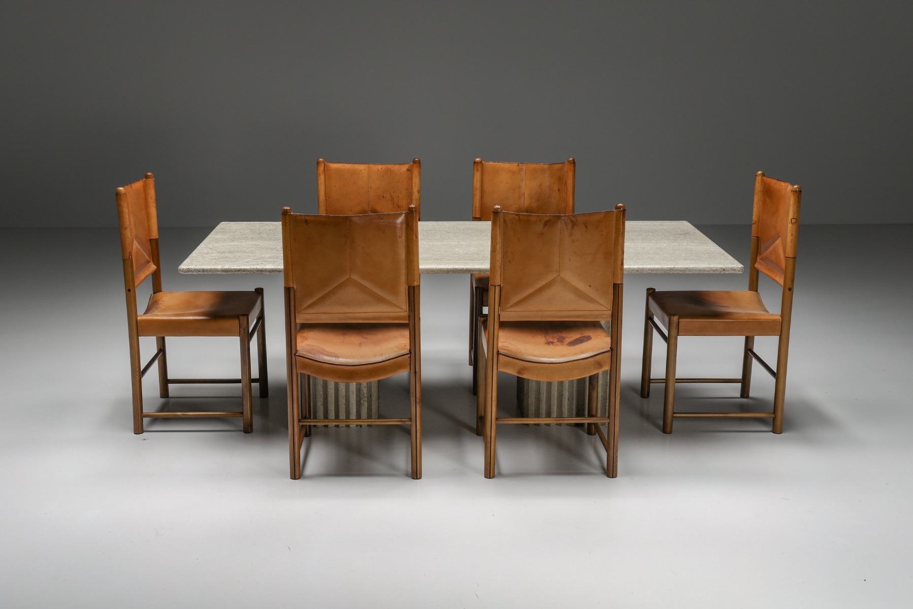 Travertine Dining Table in the Style of Carlo Scarpa and Angelo Mangiarotti - 1970s