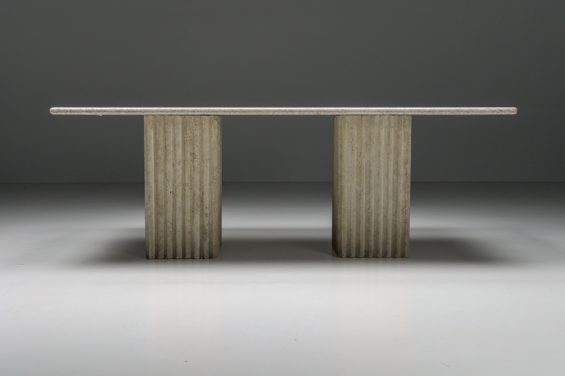 Travertine Dining Table in the Style of Carlo Scarpa and Angelo Mangiarotti - 1970s