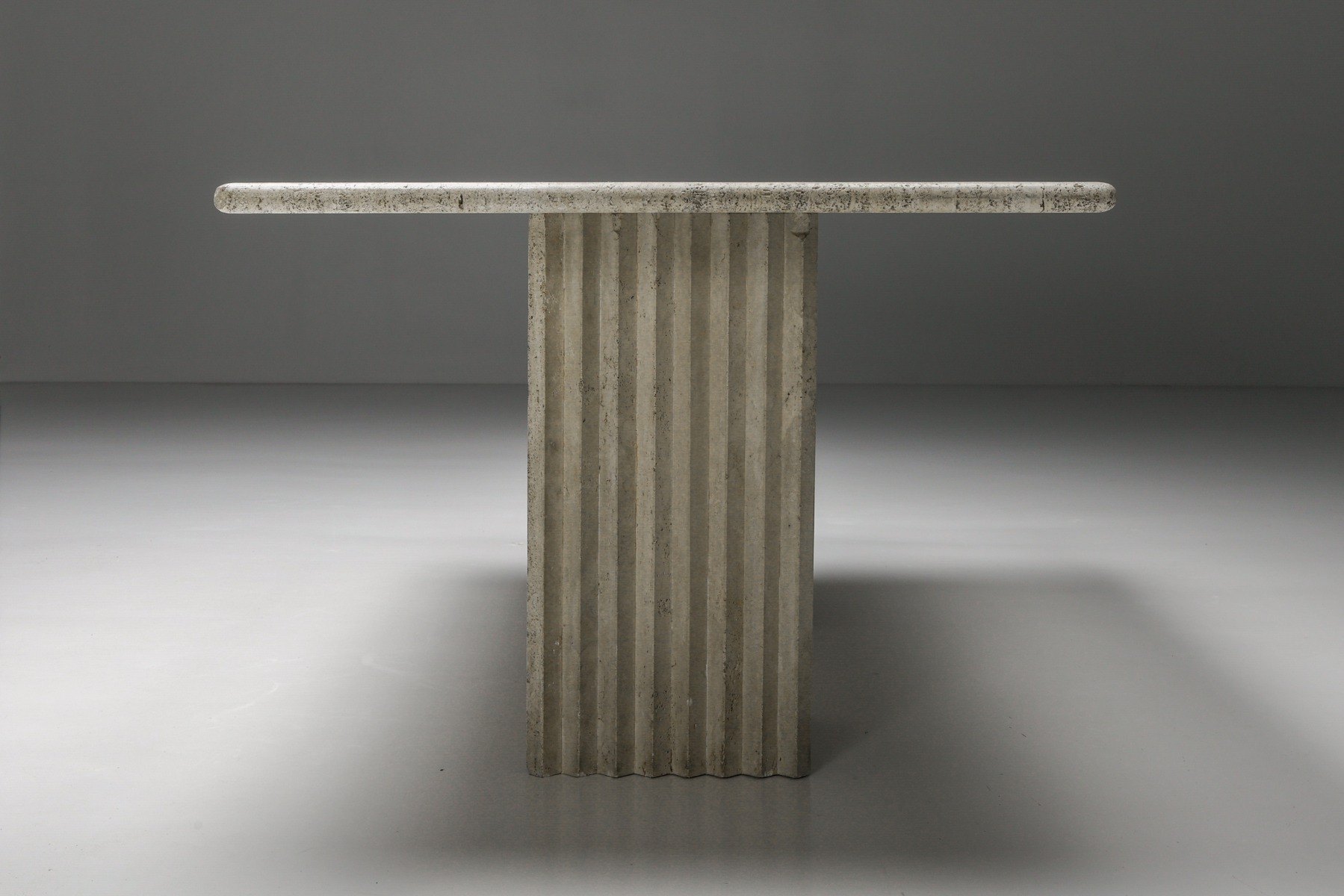Travertine Dining Table in the Style of Carlo Scarpa and Angelo Mangiarotti - 1970s
