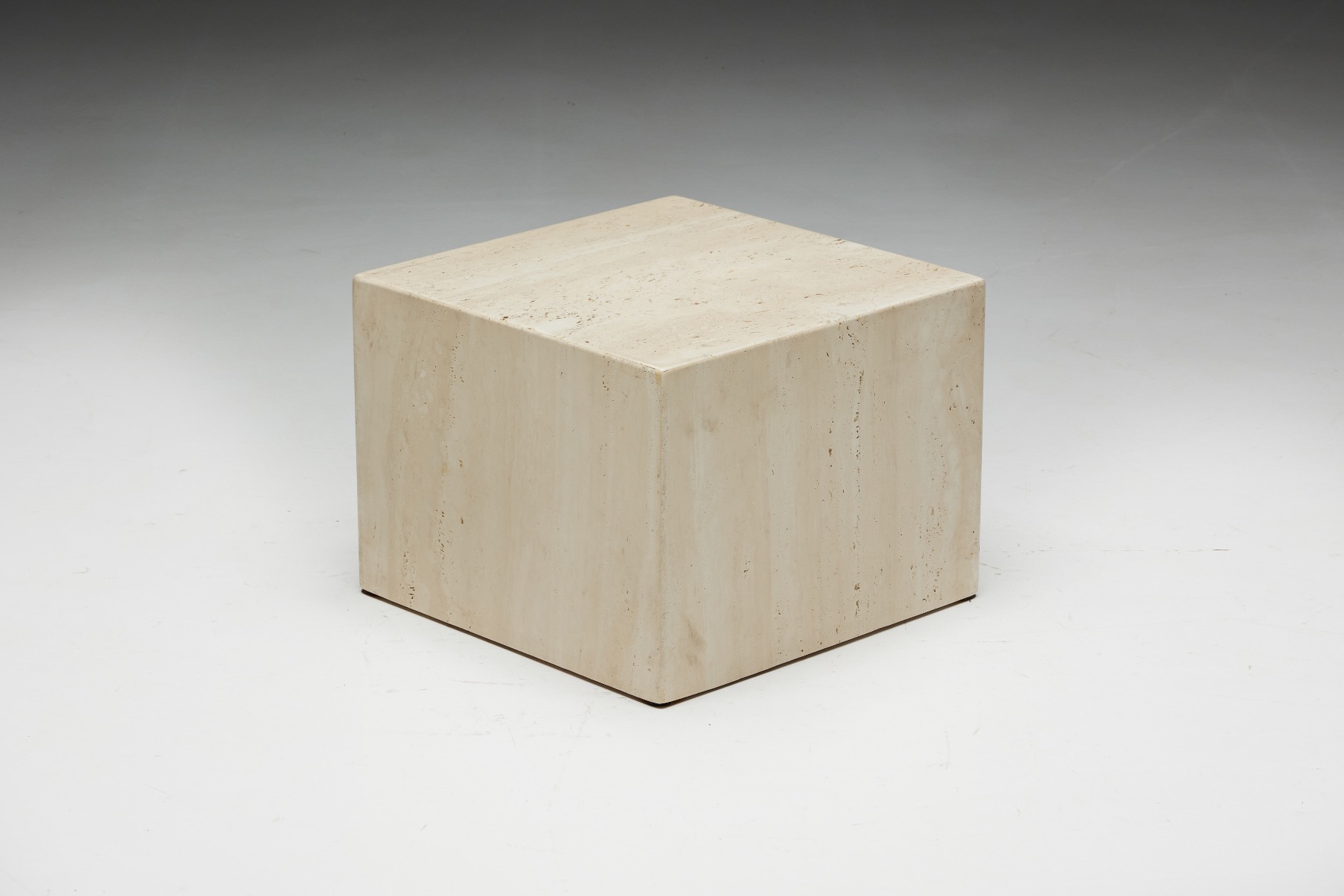 Square Travertine Side Tables - 1970s