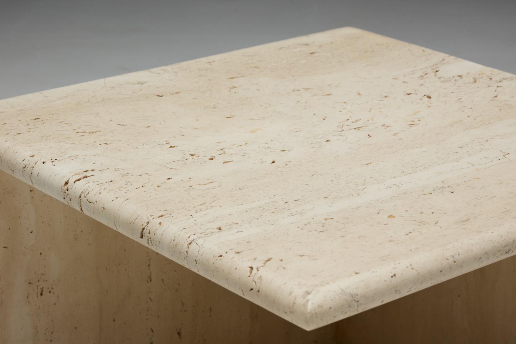 Square Travertine Side Tables - 1970s