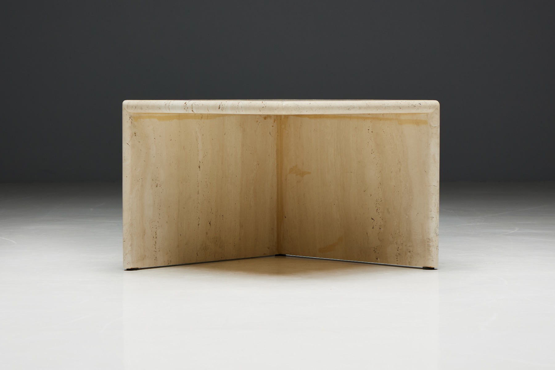 Square Travertine Side Tables - 1970s