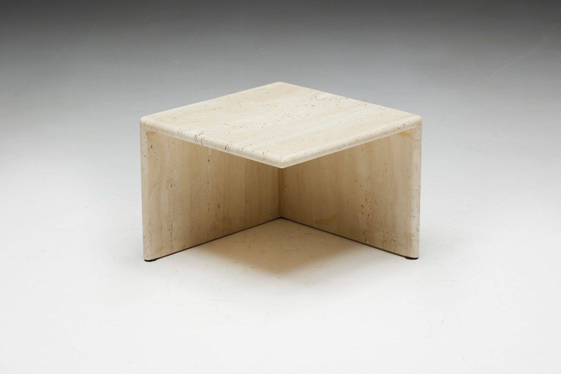 Square Travertine Side Tables - 1970s