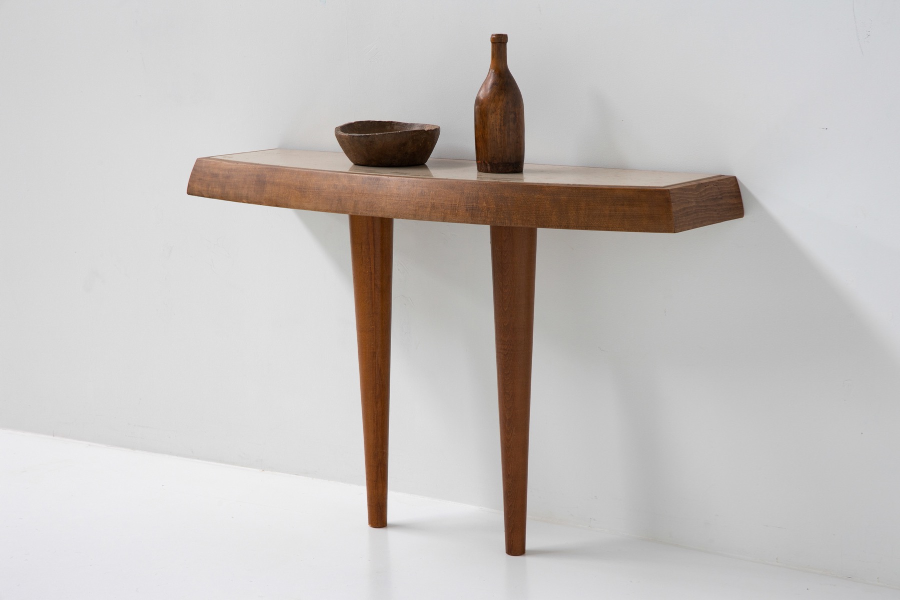 Travertine & Wood Console Table - 1960's