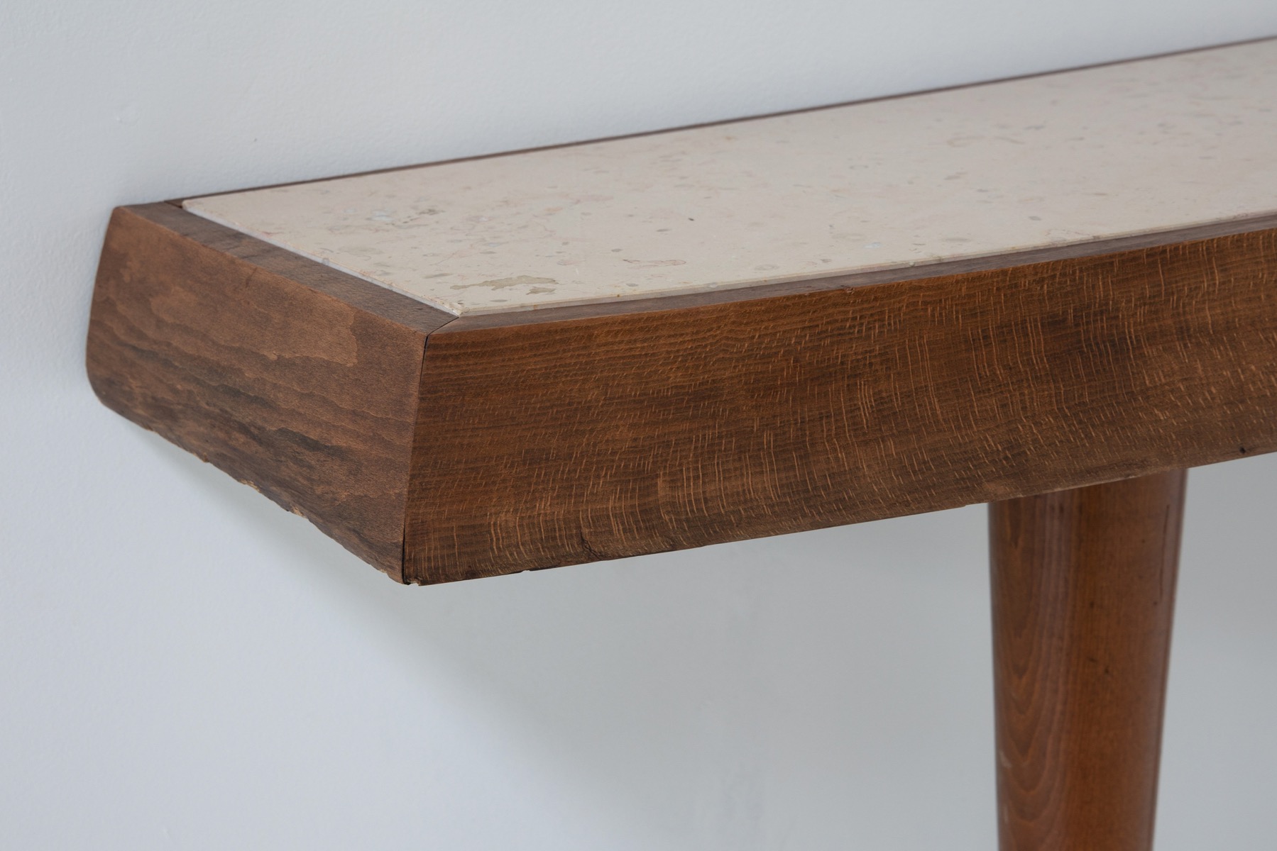 Travertine & Wood Console Table - 1960's