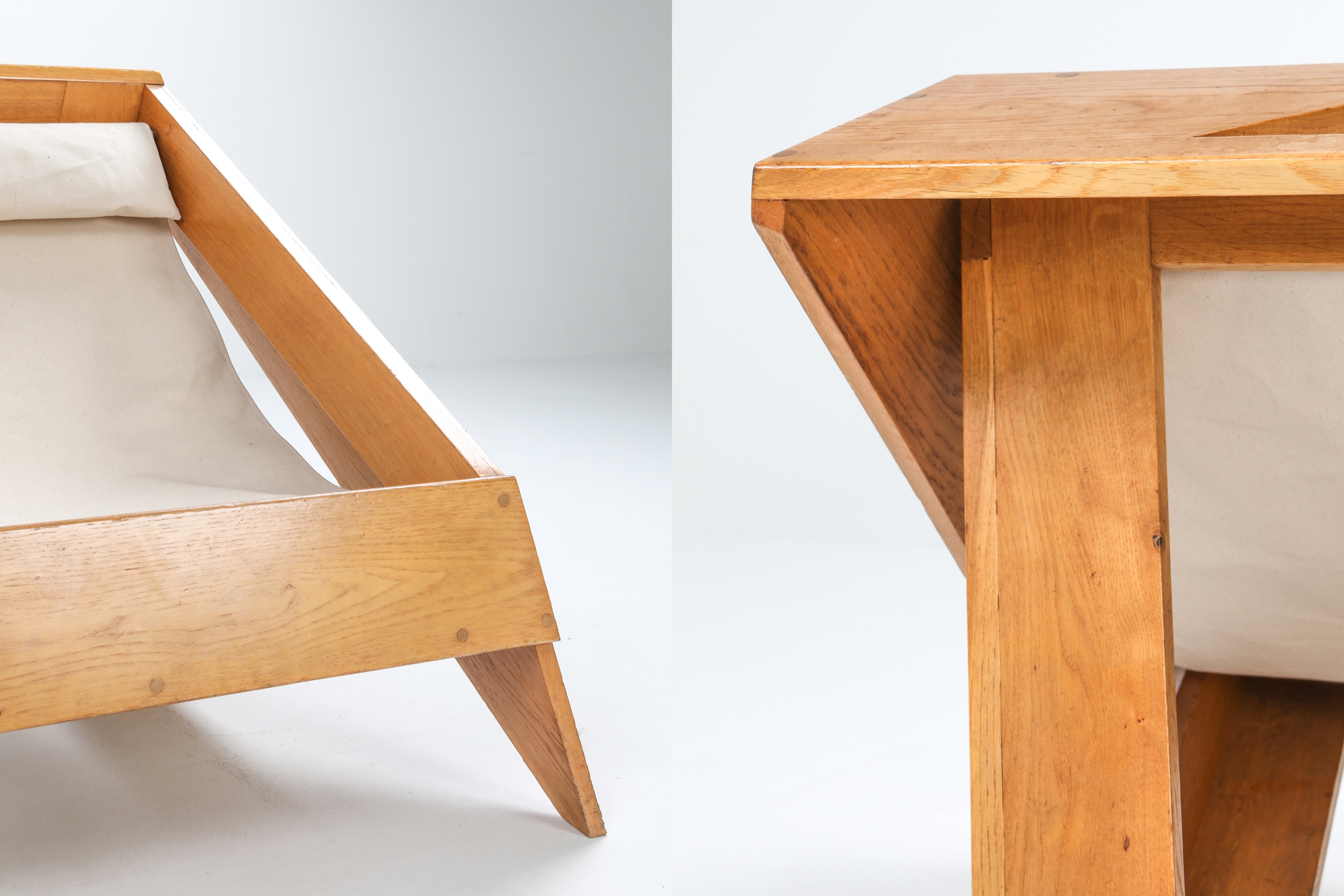 Italian Lounge Chairs in Pine with Sling Seat - 1960s