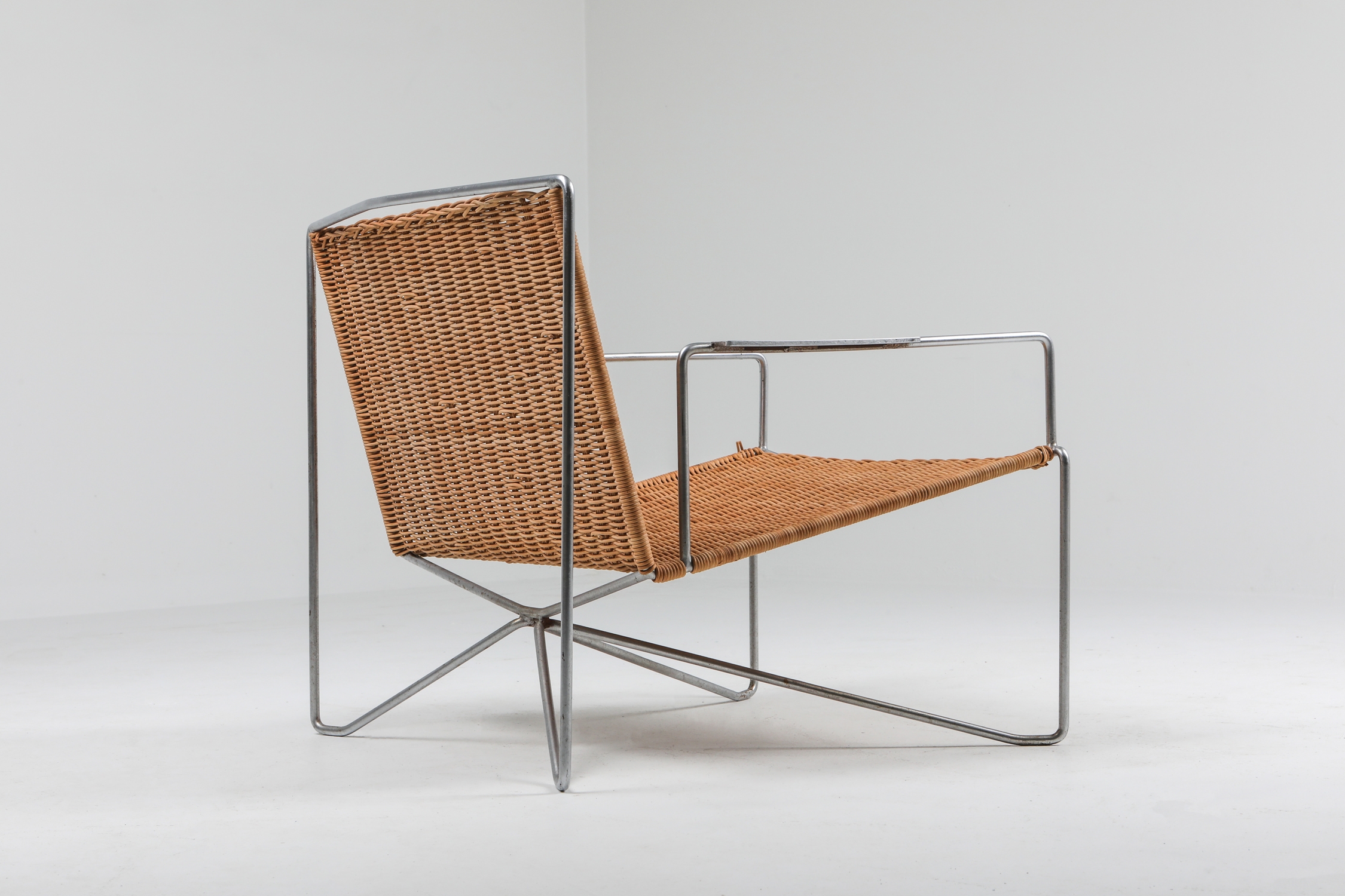 Rattan & Steel Armchairs By Gelderland - 1964