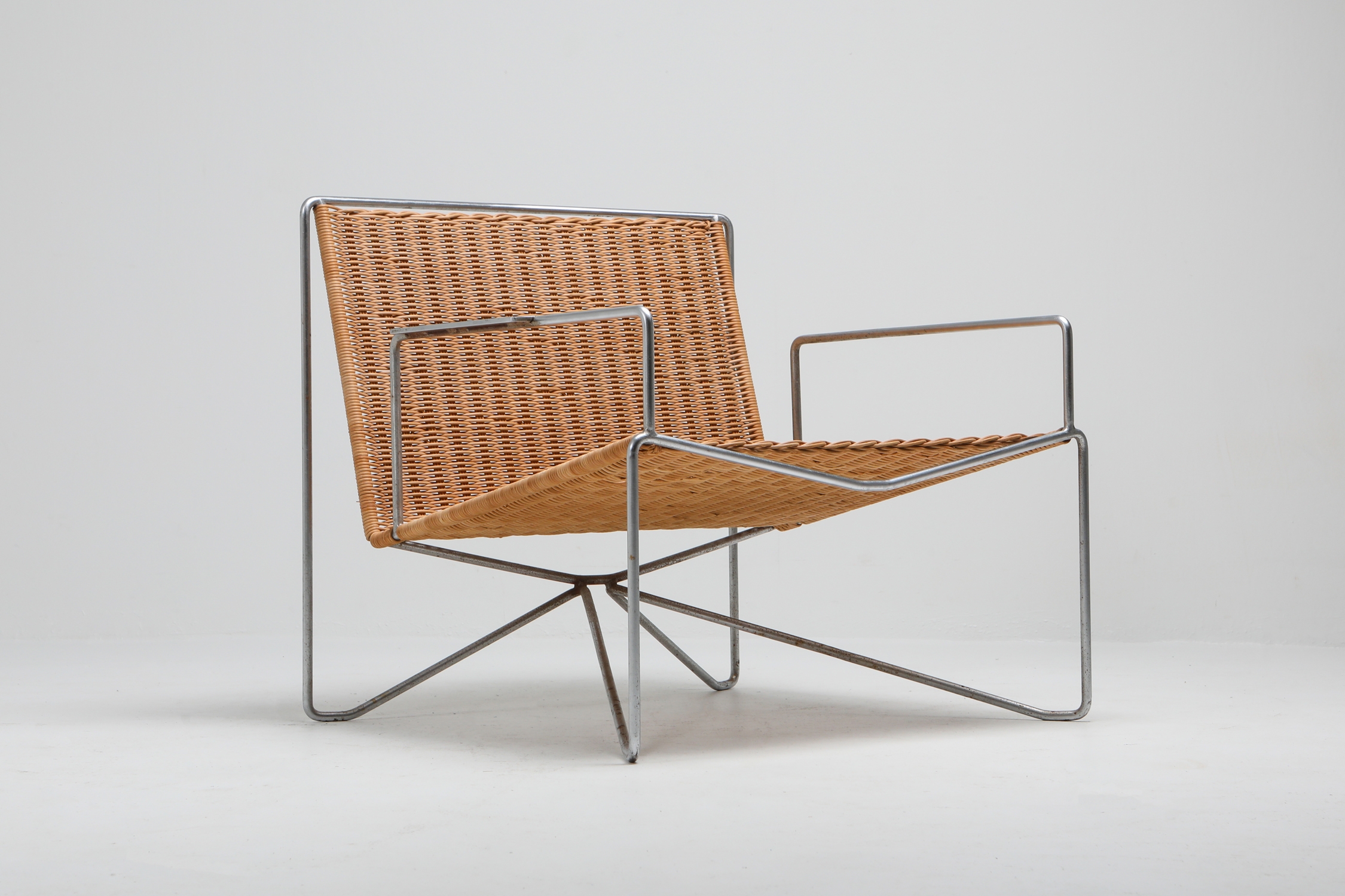Rattan & Steel Armchairs By Gelderland - 1964