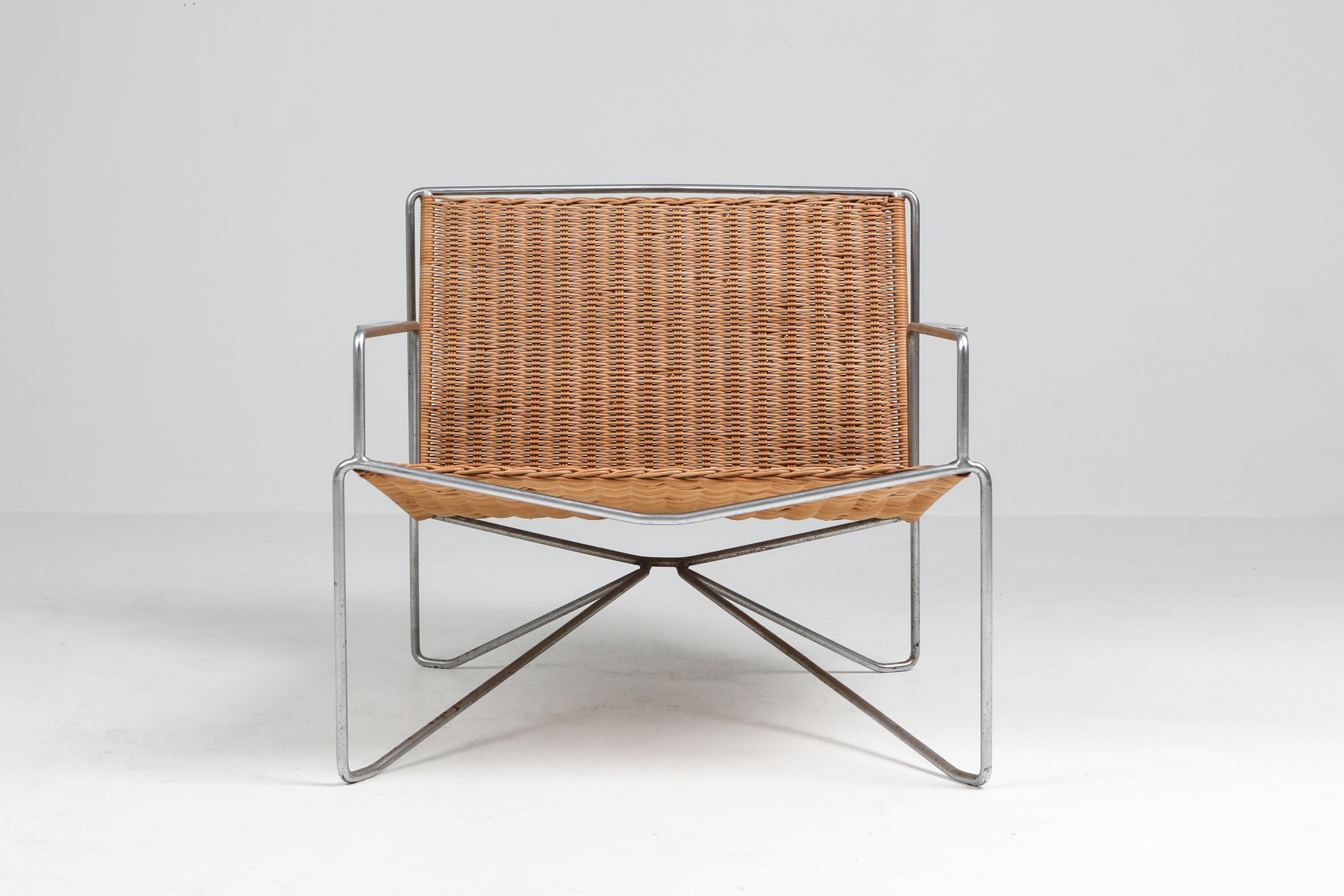 Rattan & Steel Armchairs By Gelderland - 1964