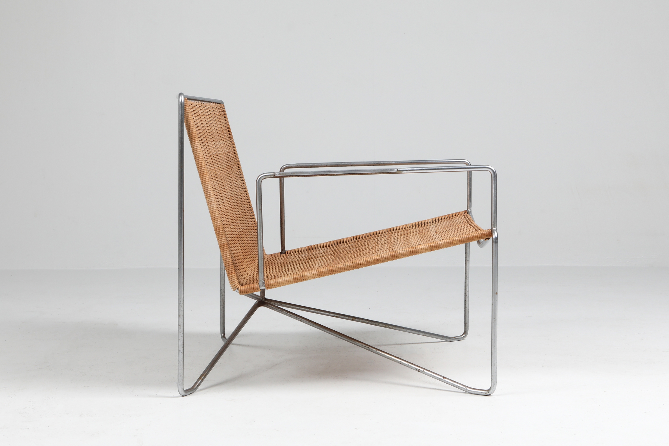 Rattan & Steel Armchairs By Gelderland - 1964