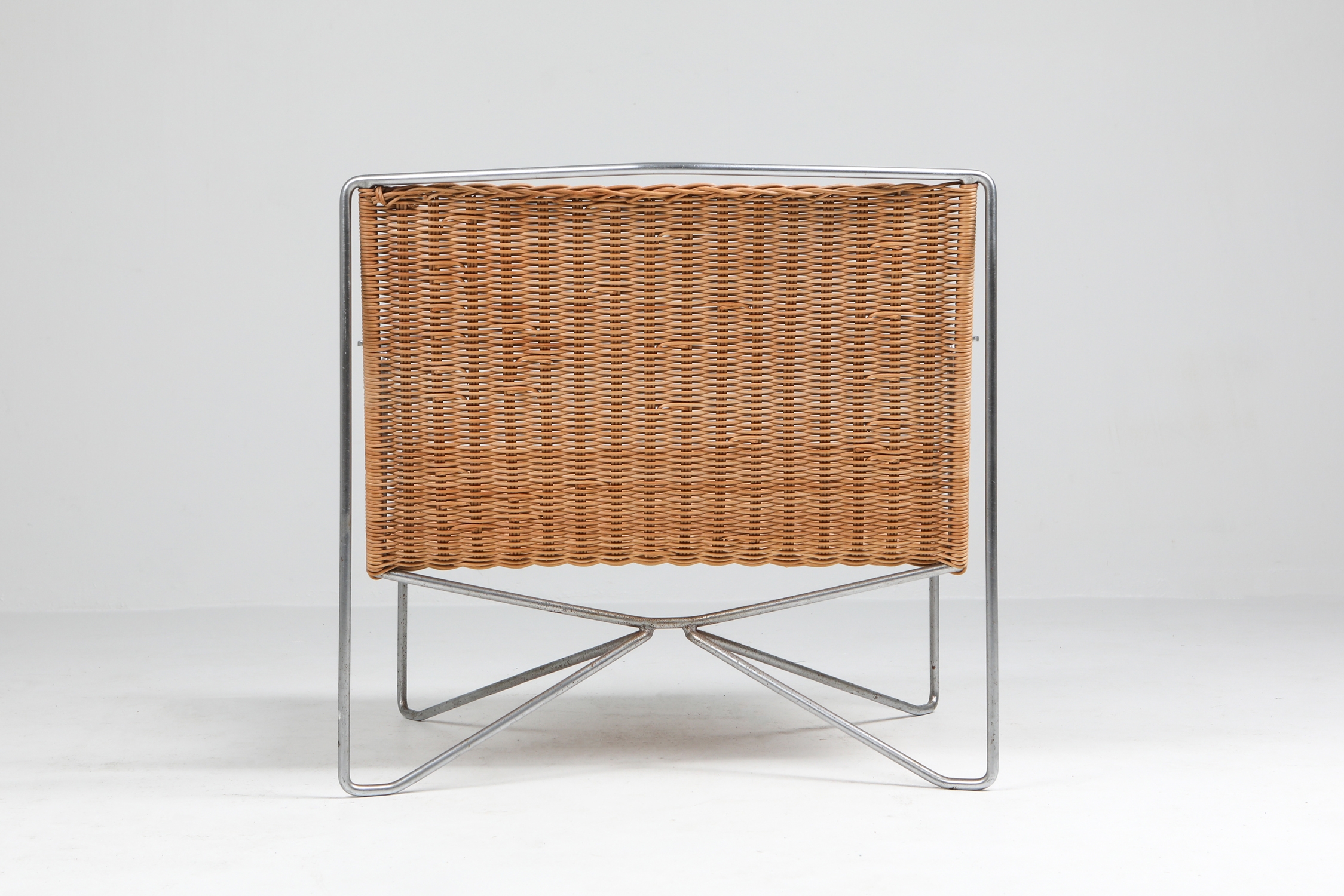 Rattan & Steel Armchairs By Gelderland - 1964