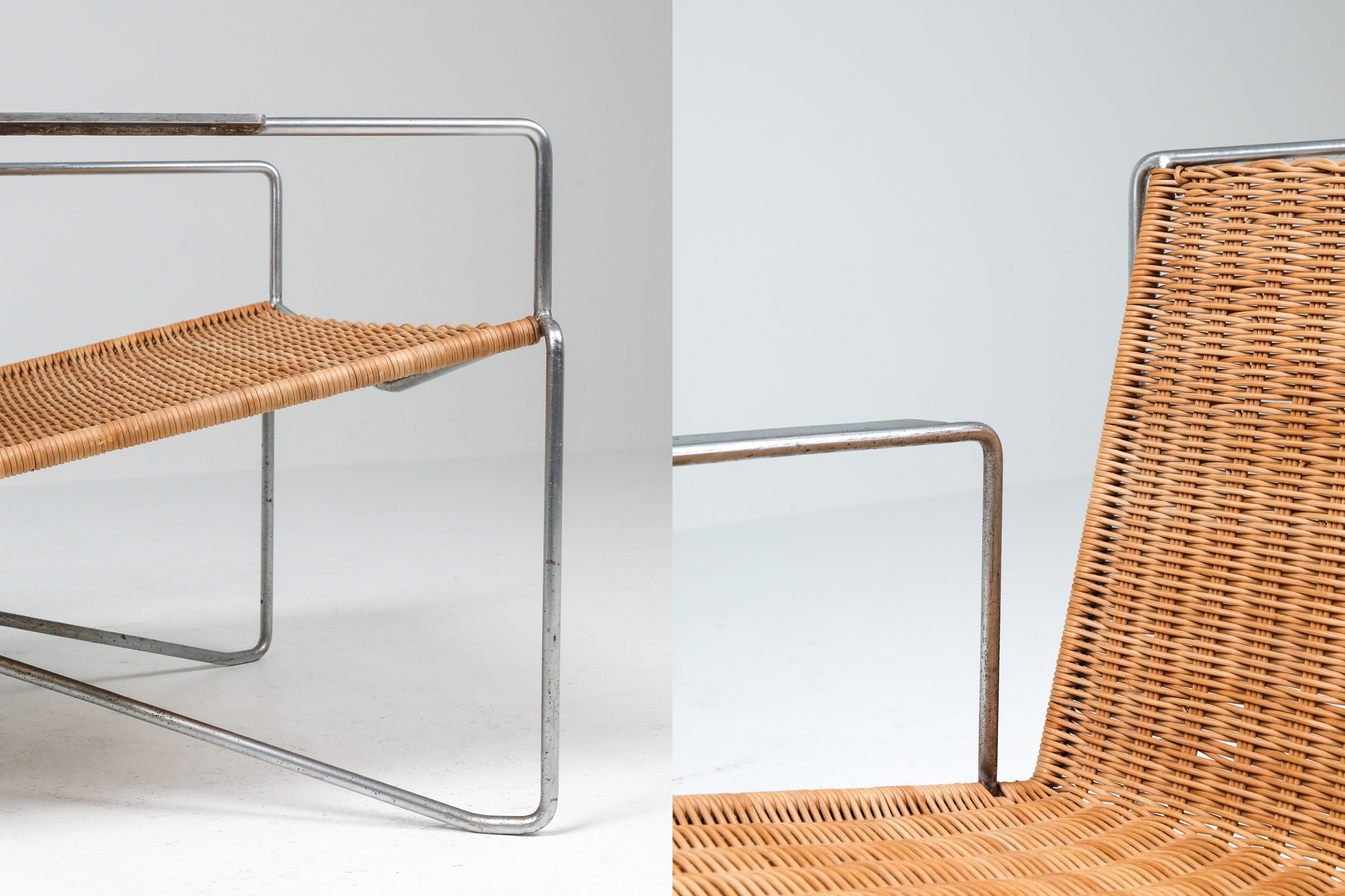 Rattan & Steel Armchairs By Gelderland - 1964