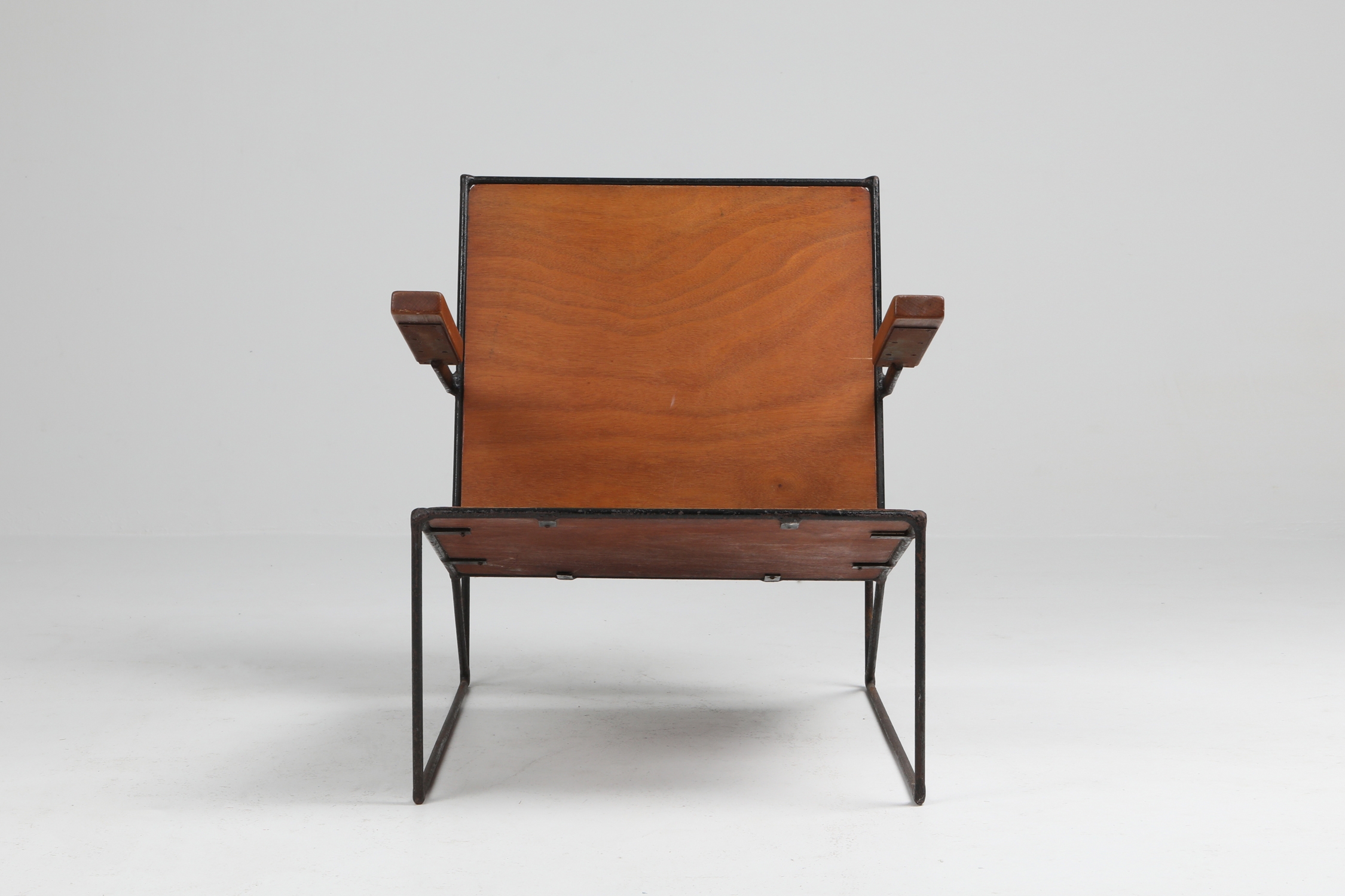 Minimalist Modernist Lounge Chair Atelier Belge in Teak and Metal - 1950's