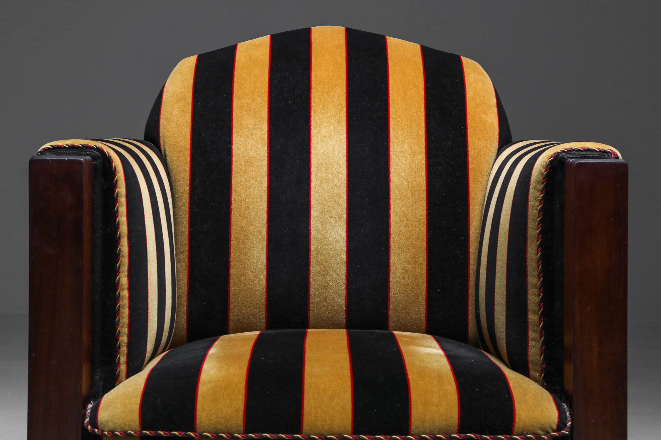 Yellow and Black velvet Art Deco club chair - 1930's