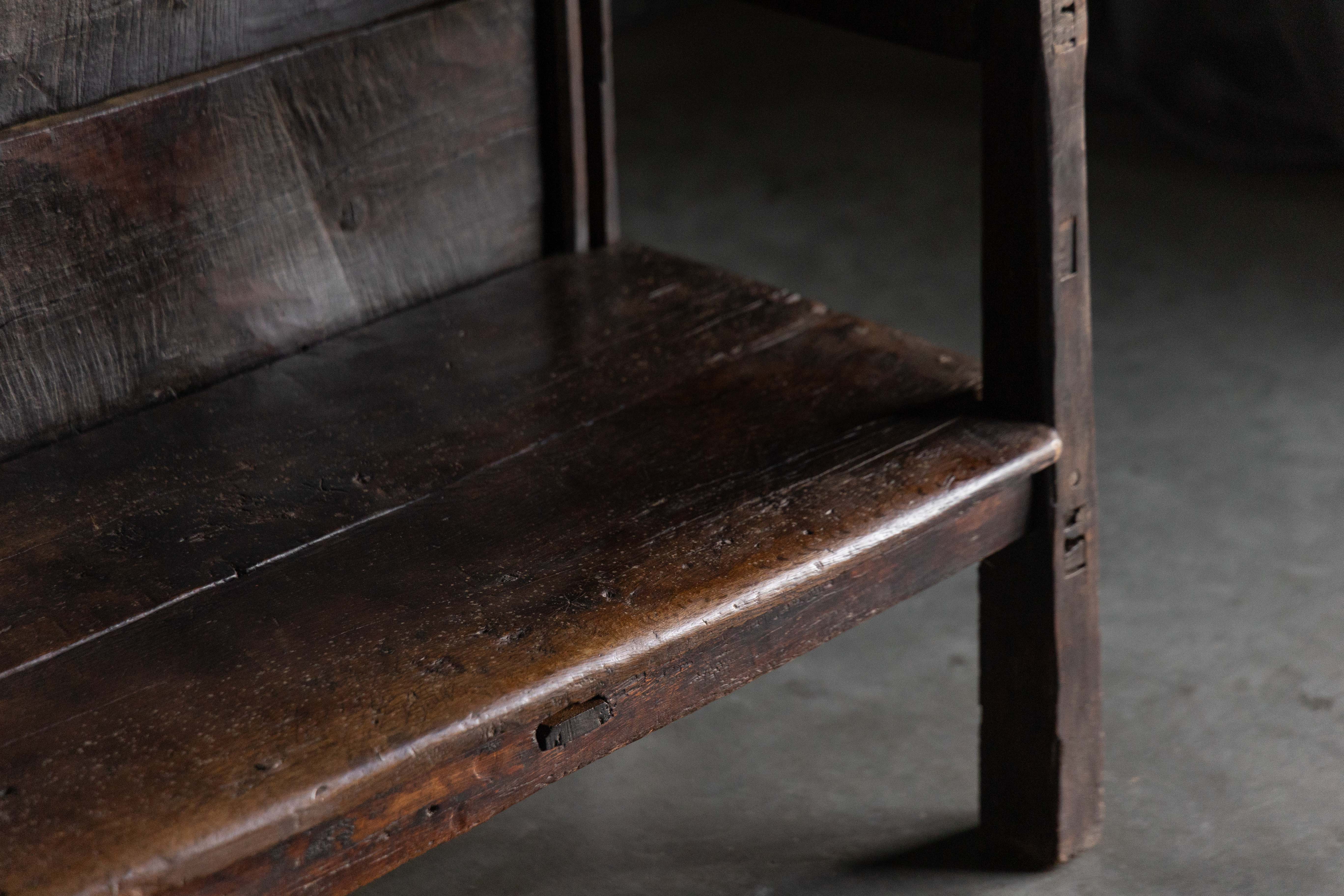 Vernacular Folk Art Wooden Bench, Europe - 19th Century 