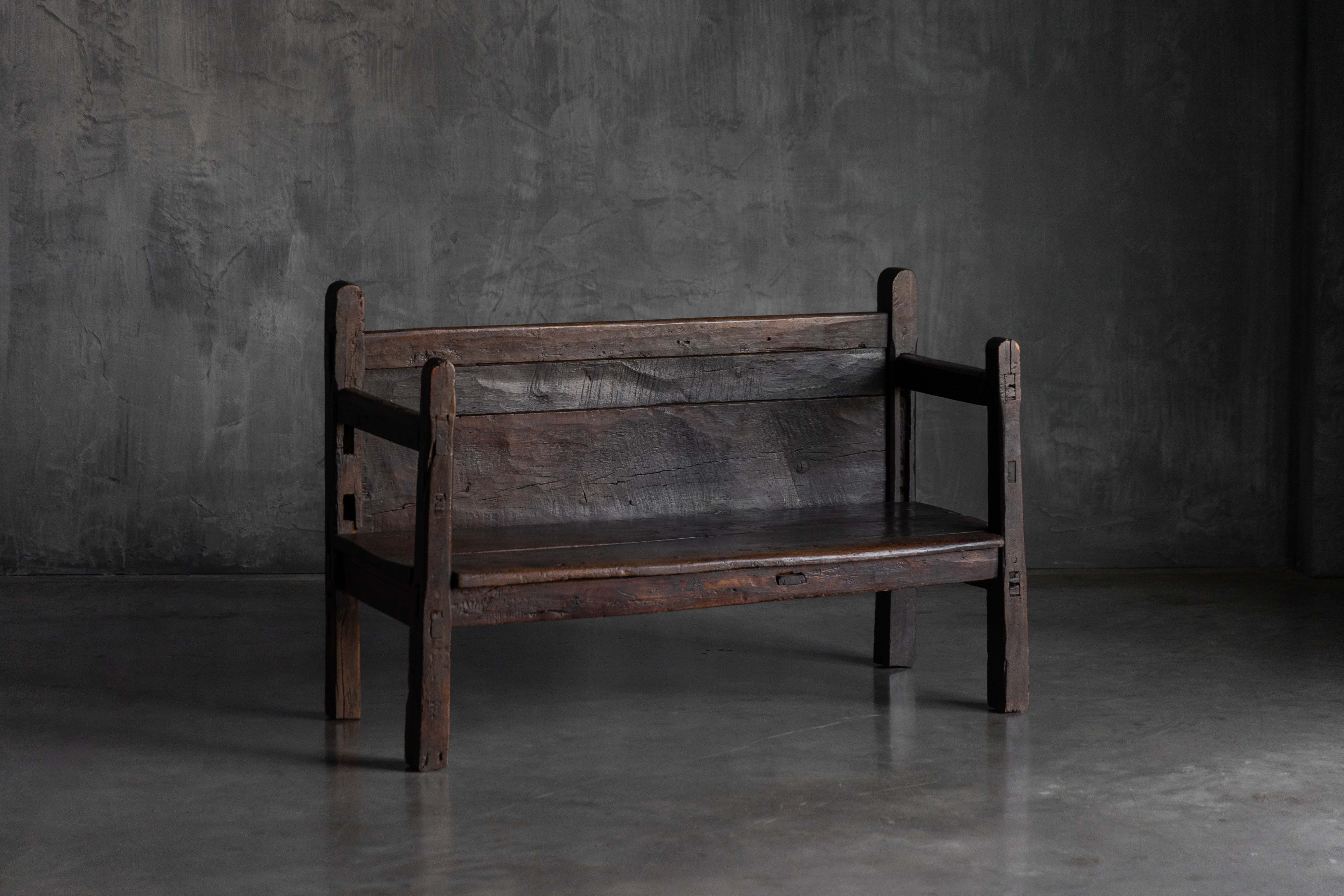 Vernacular Folk Art Wooden Bench, Europe - 19th Century 