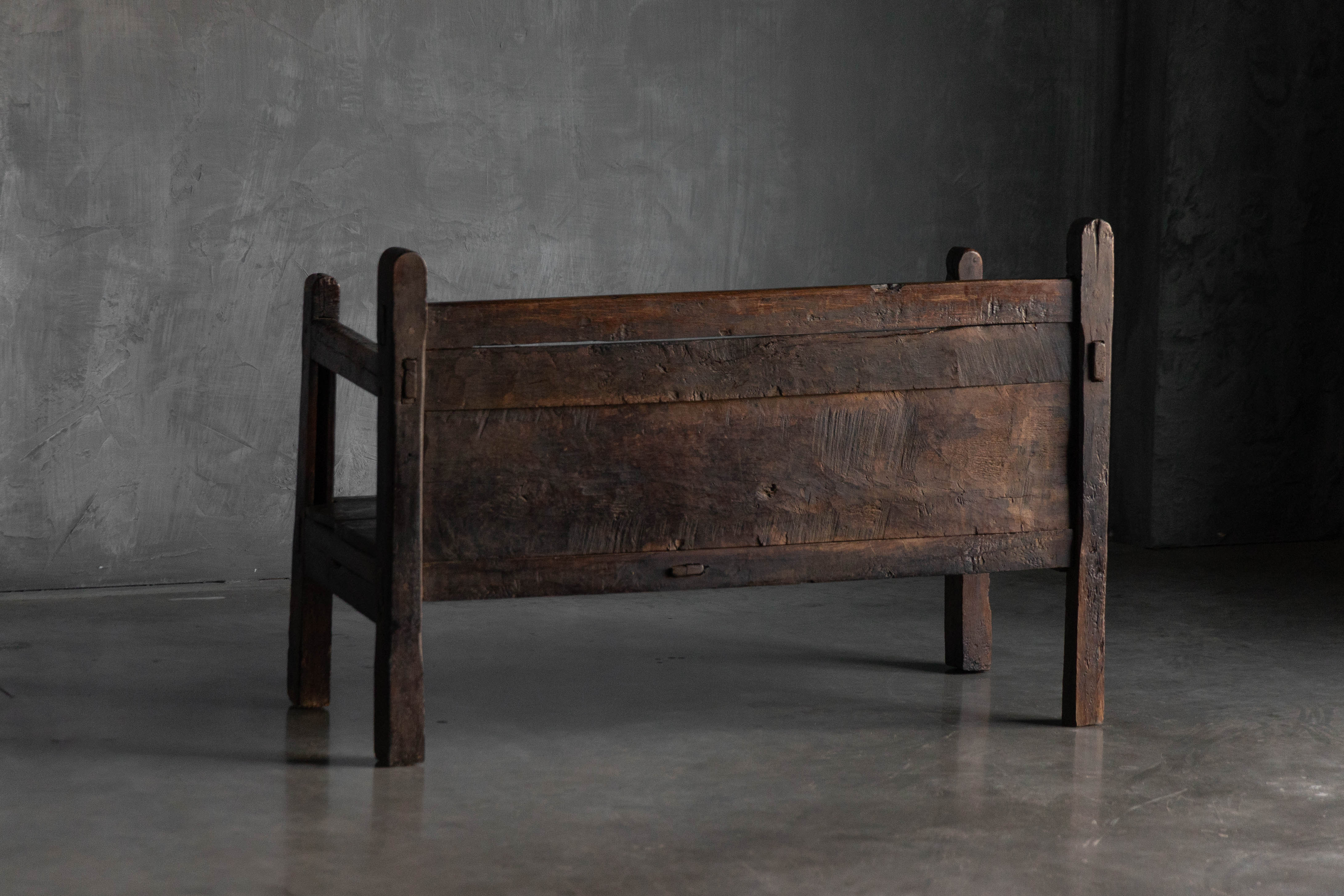 Vernacular Folk Art Wooden Bench, Europe - 19th Century 