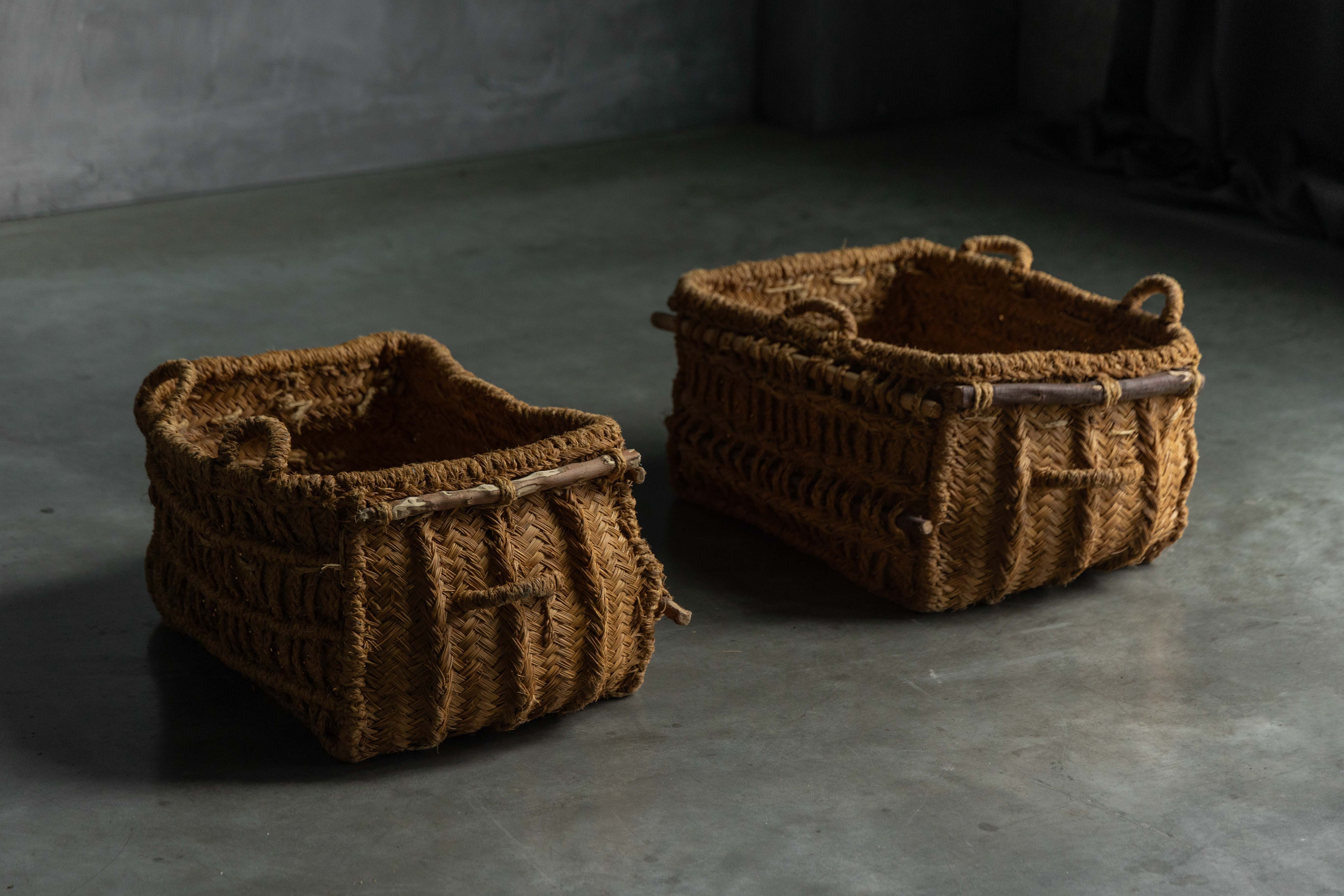 Vernacular Folk Art Woven Basket, France - 19th Century 