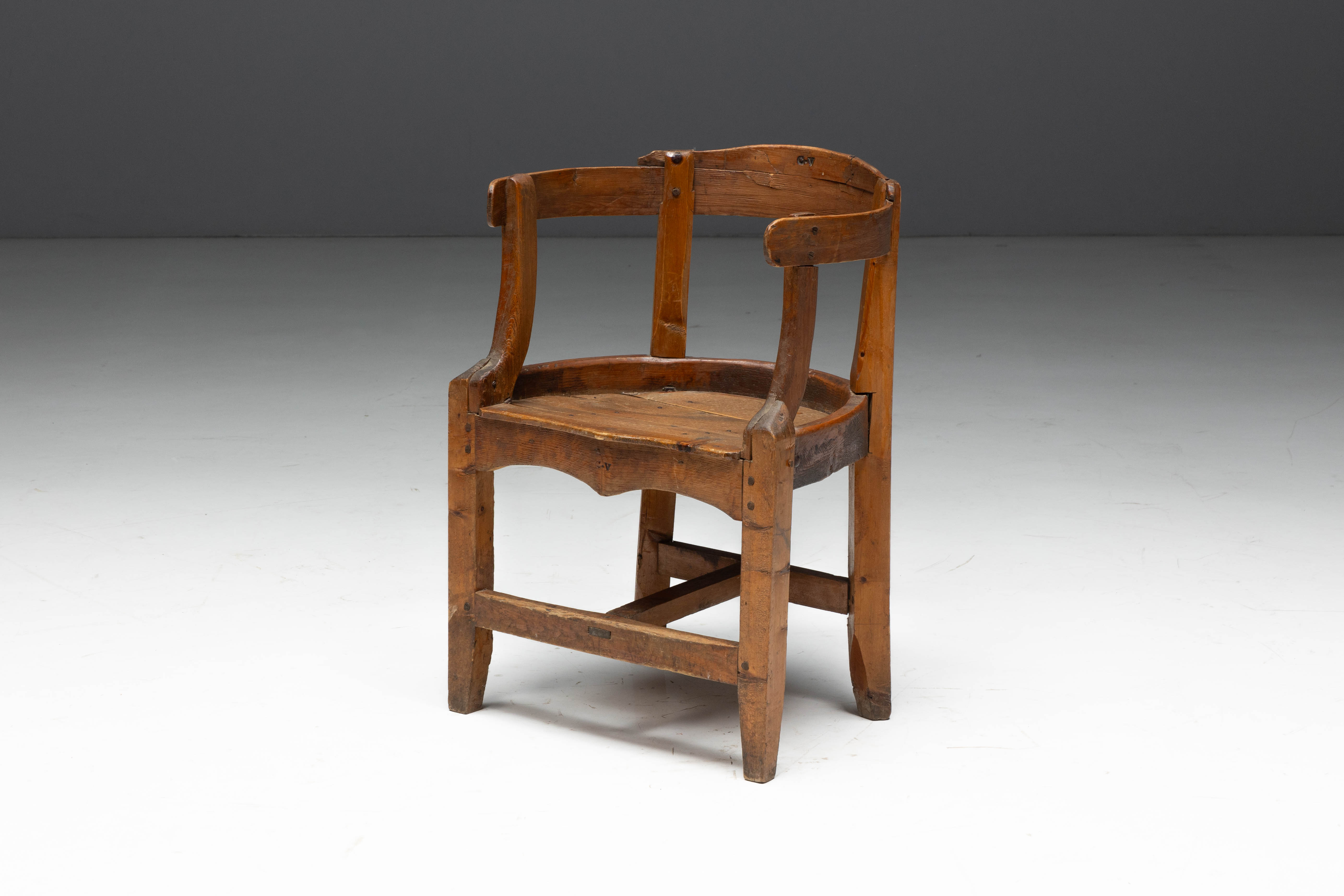 Vernacular Pine Armchair, France - 19th Century