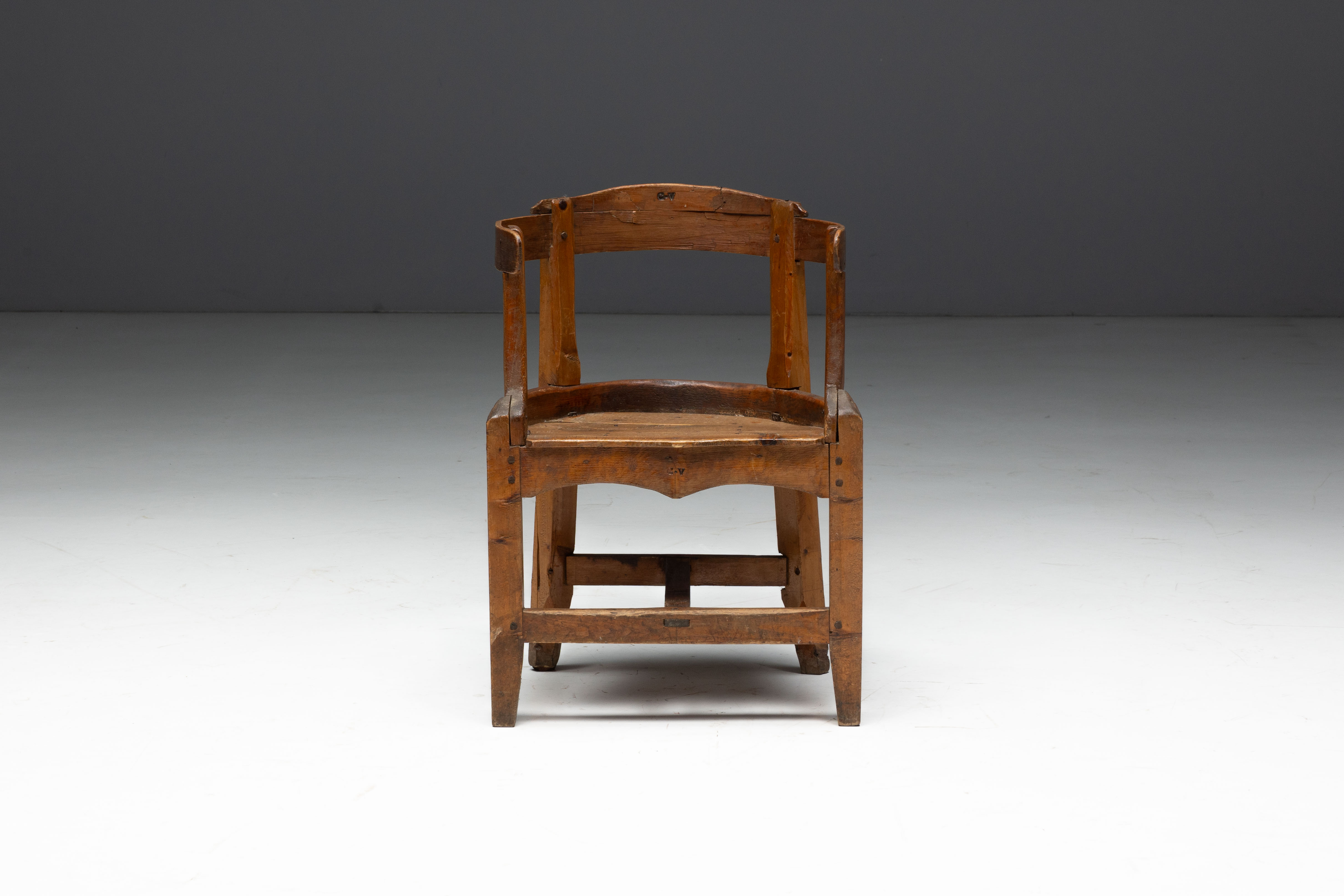 Vernacular Pine Armchair, France - 19th Century