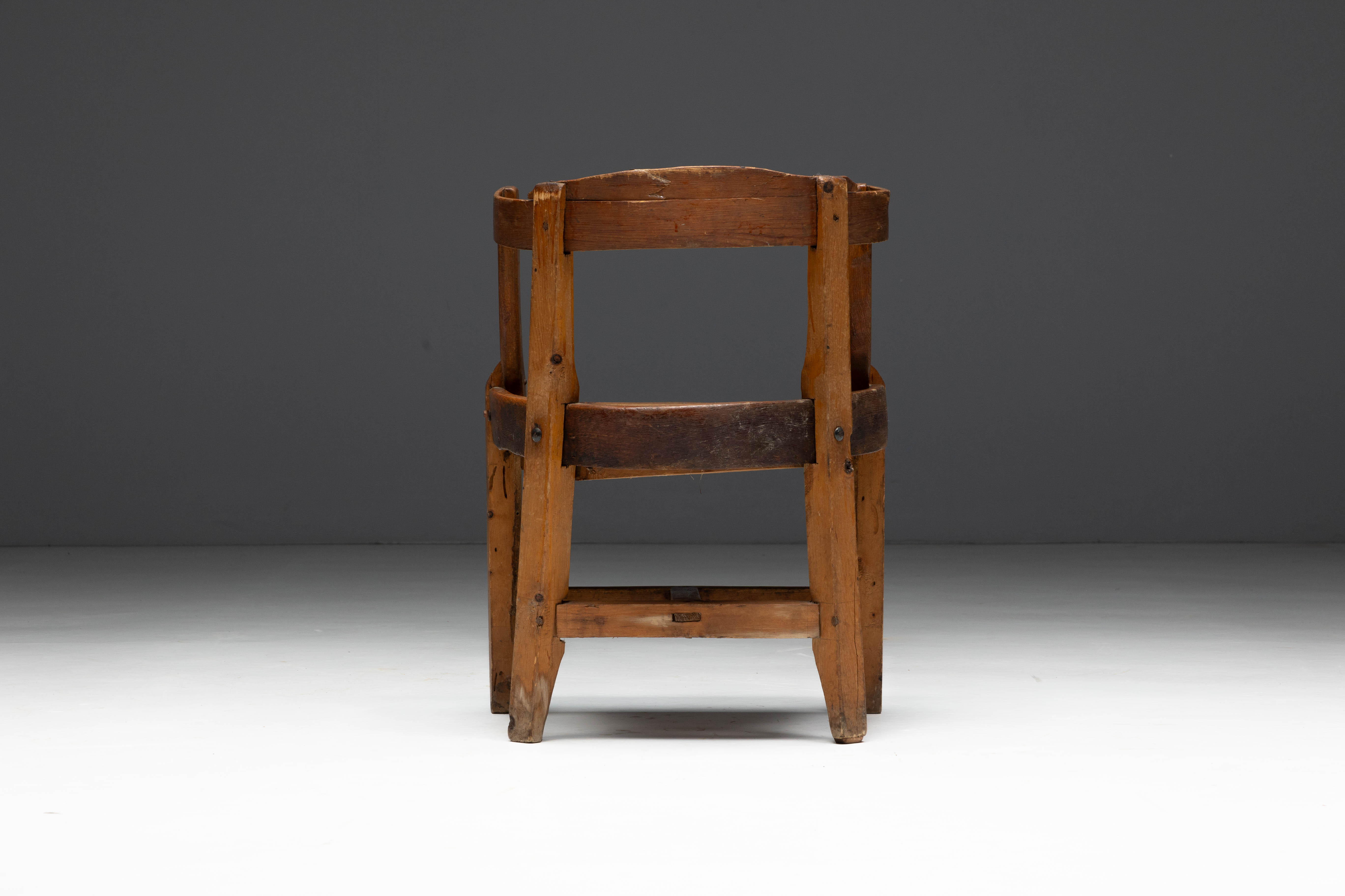 Vernacular Pine Armchair, France - 19th Century