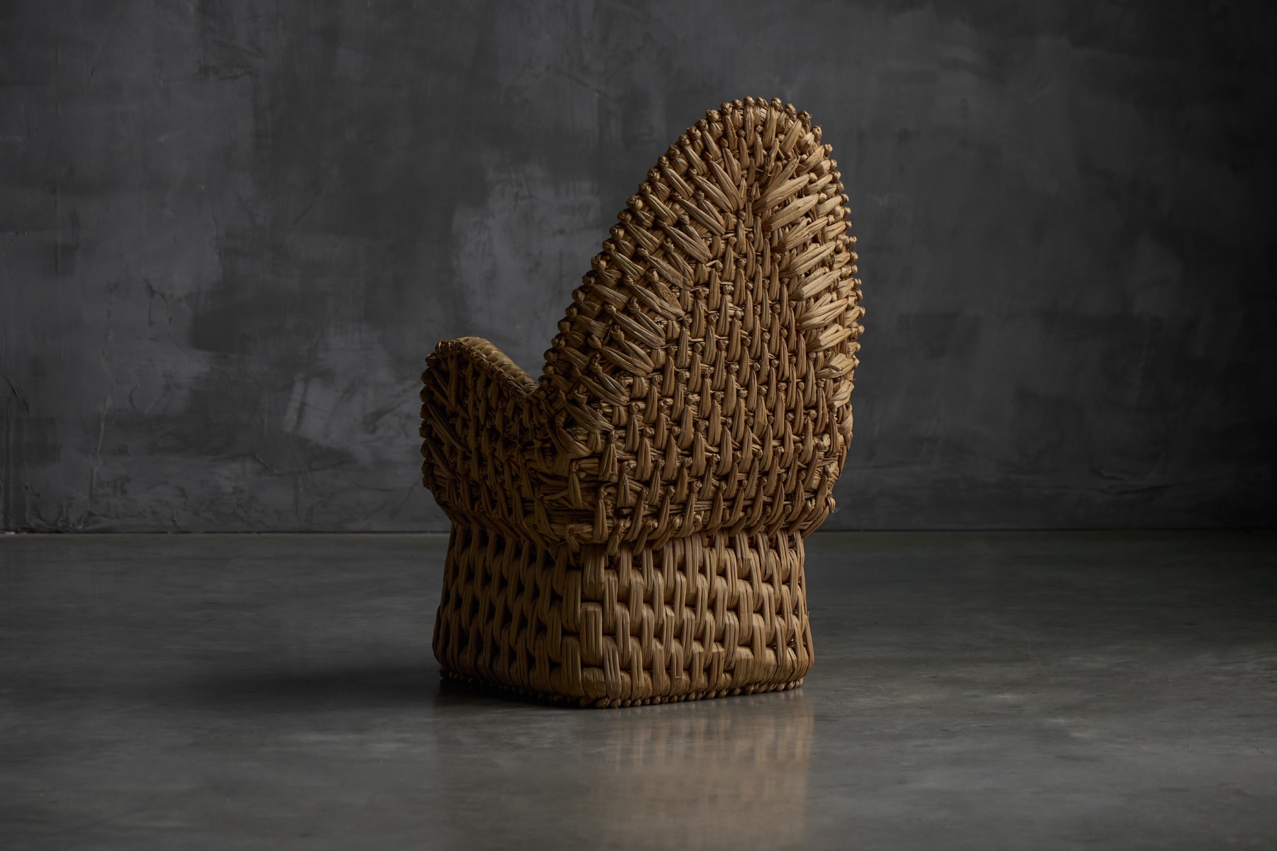Vernacular Woven Straw Armchair, France – Early 20th Century