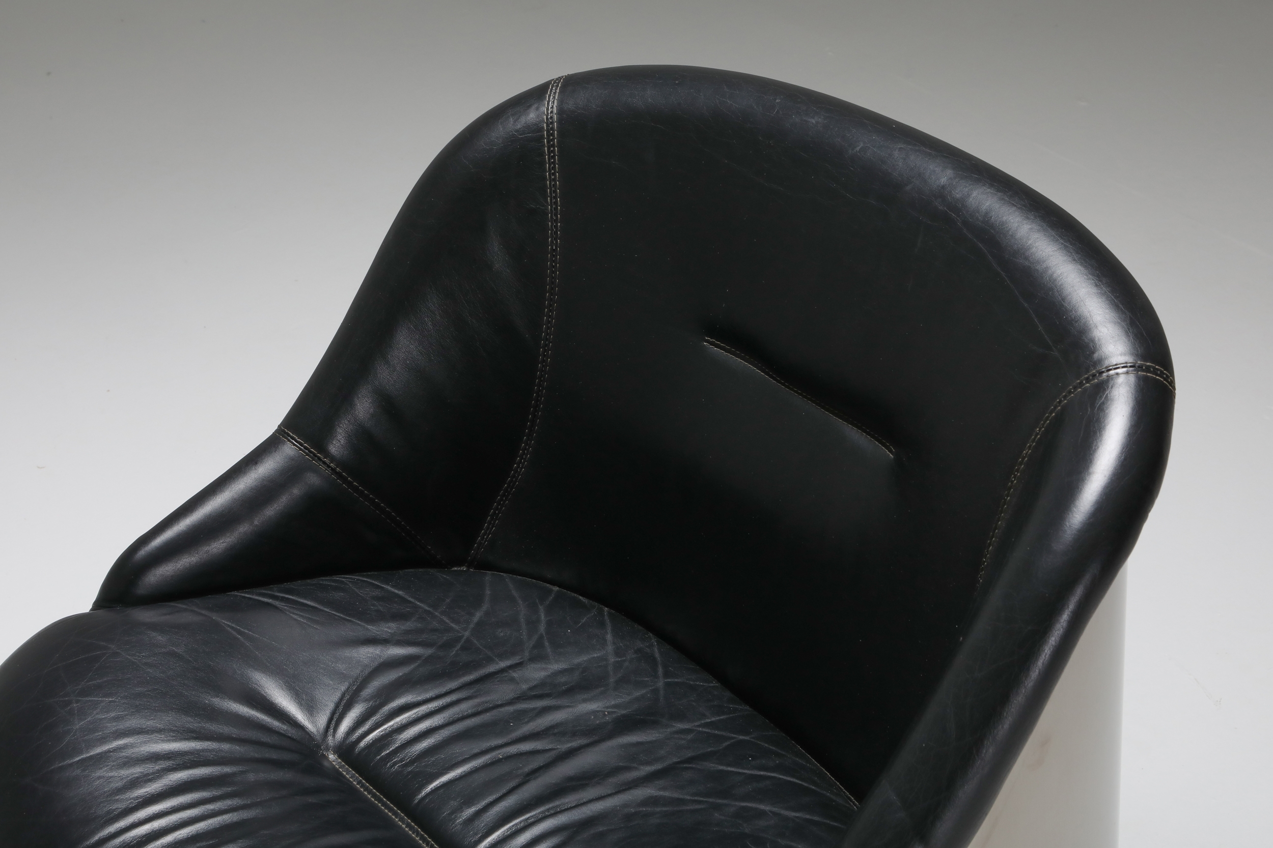 Boris Tabaccof Leather and Metal Easy Chair - 1970's