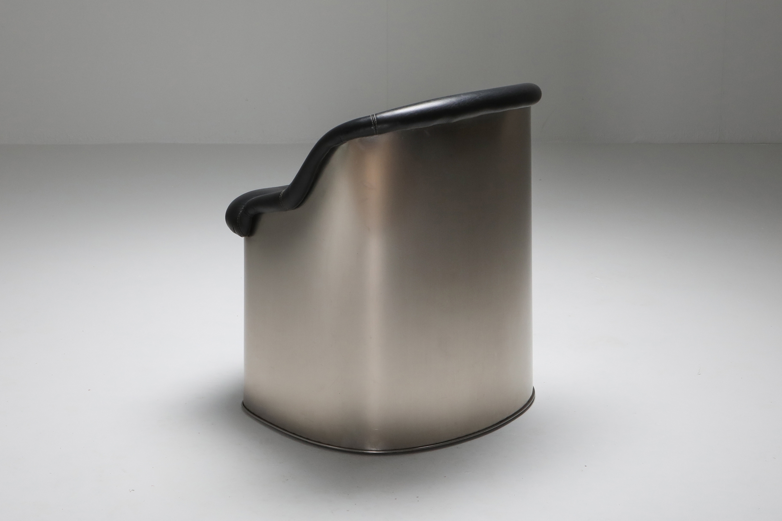 Boris Tabaccof Leather and Metal Easy Chair - 1970's