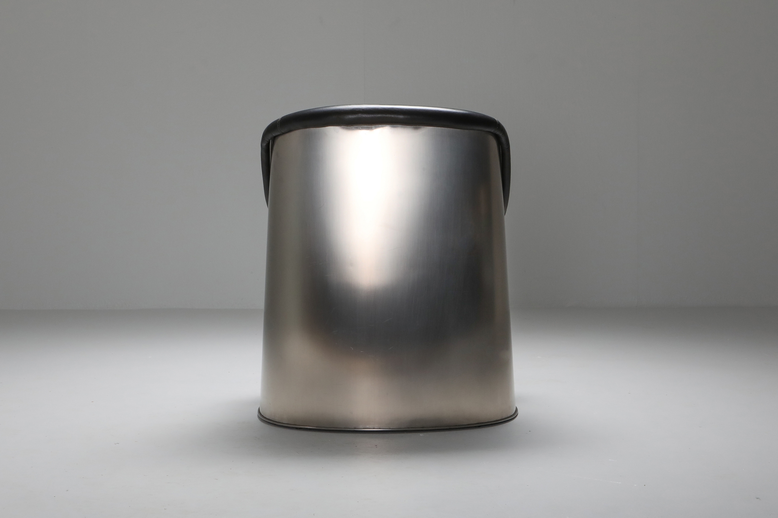 Boris Tabaccof Leather and Metal Easy Chair - 1970's