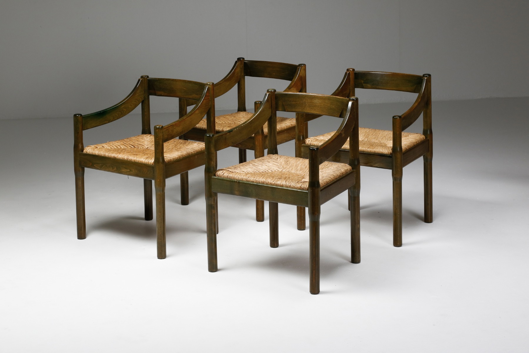 Vico Magistretti ‘Carimate’ Dining Chairs in Lacquered Beech - 1960's