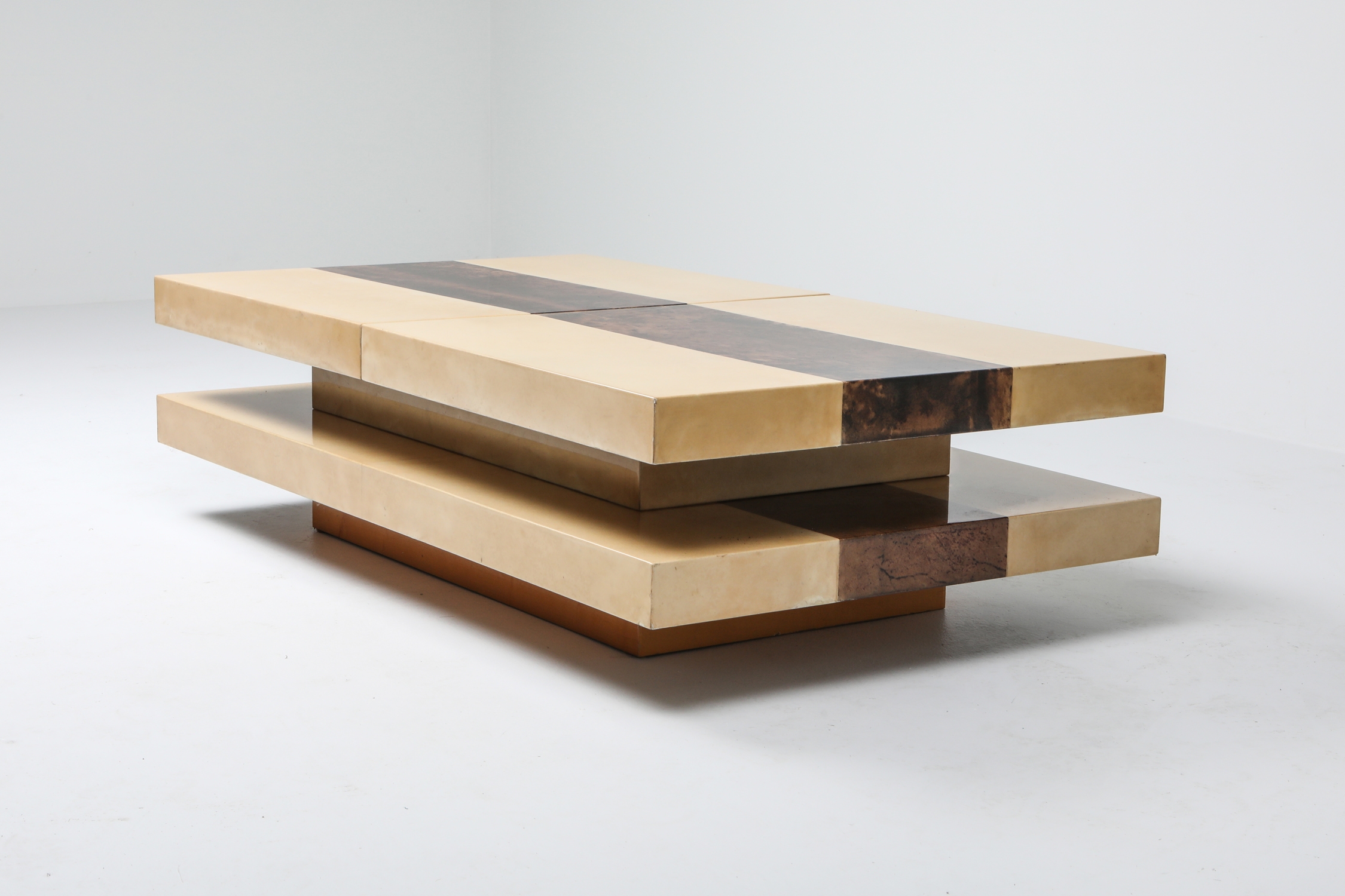 Aldo Tura Two Tone And Two Tier Sliding Coffee Table - 1970s