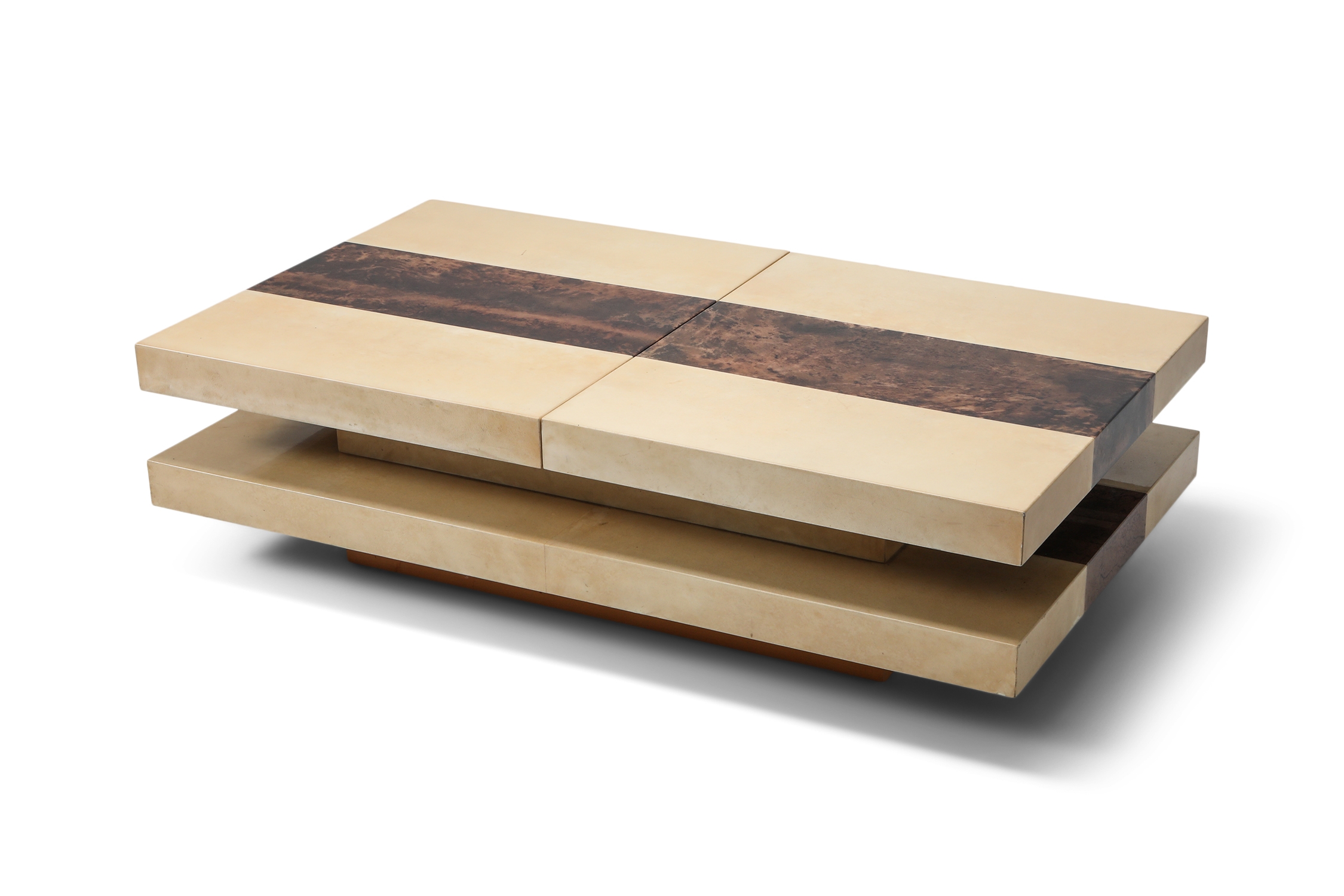 Aldo Tura Two Tone And Two Tier Sliding Coffee Table - 1970s