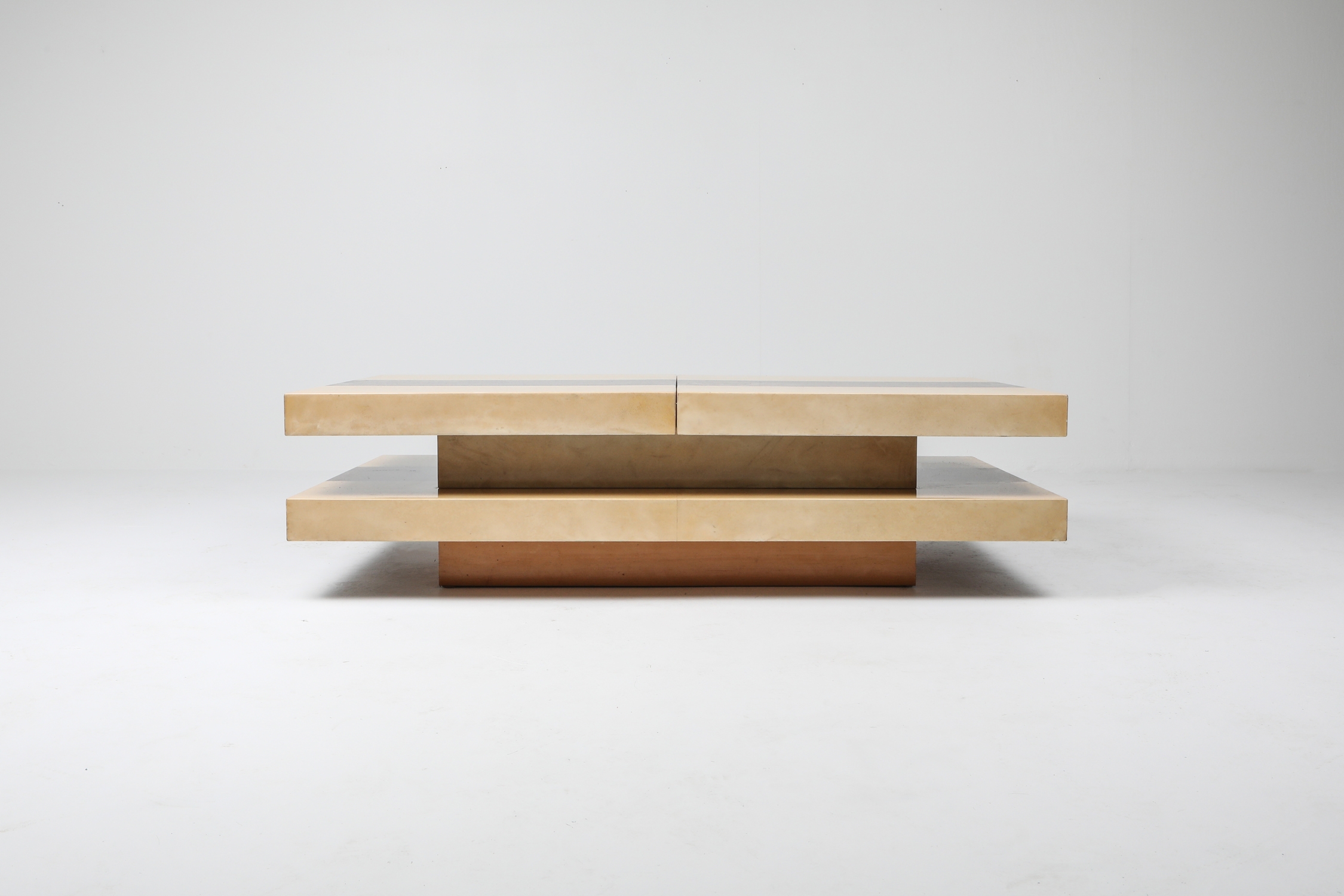 Aldo Tura Two Tone And Two Tier Sliding Coffee Table - 1970s