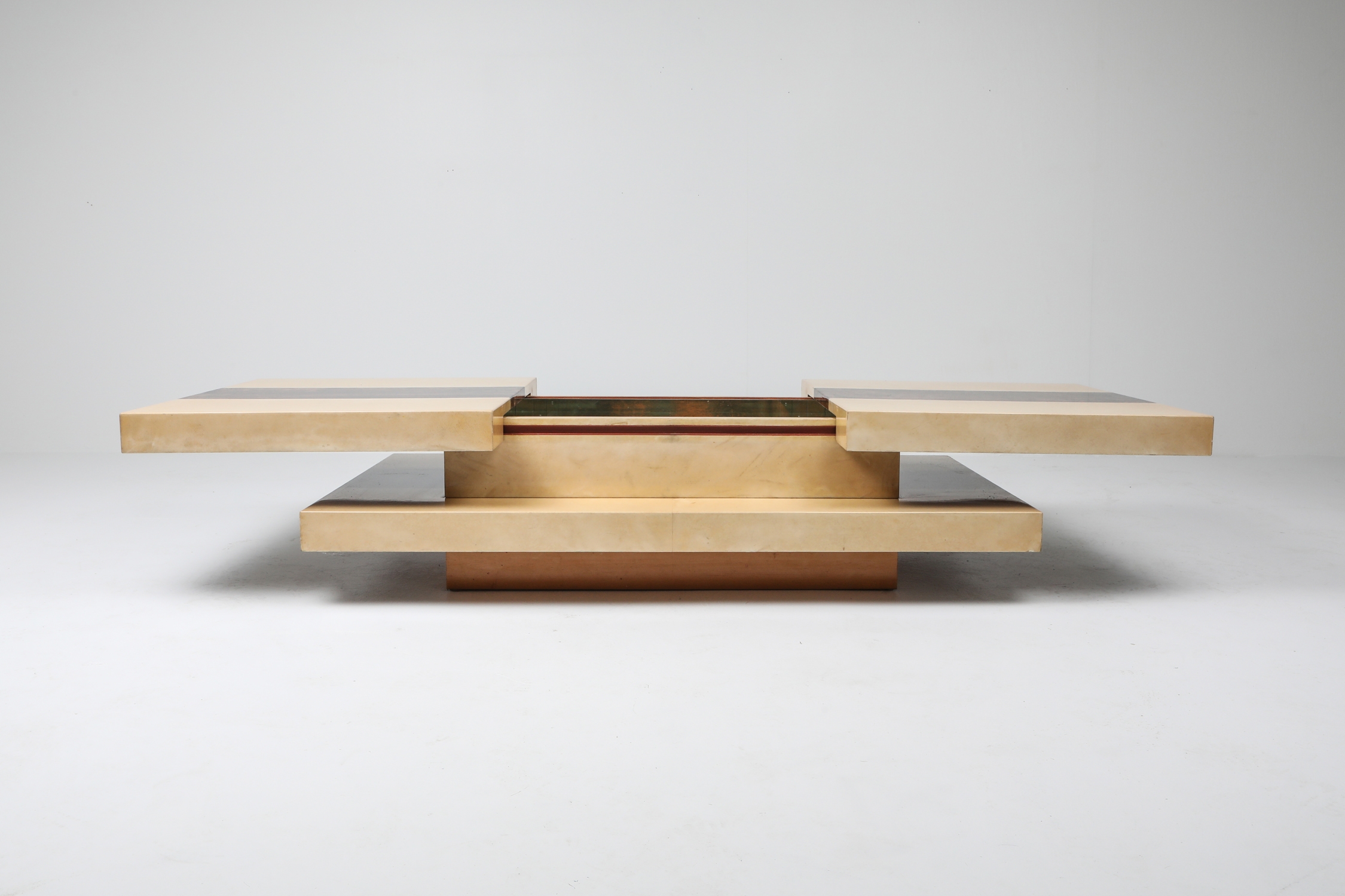 Aldo Tura Two Tone And Two Tier Sliding Coffee Table - 1970s