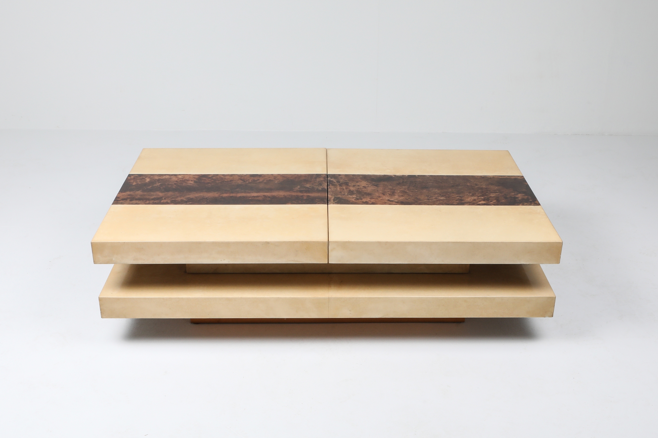 Aldo Tura Two Tone And Two Tier Sliding Coffee Table - 1970s
