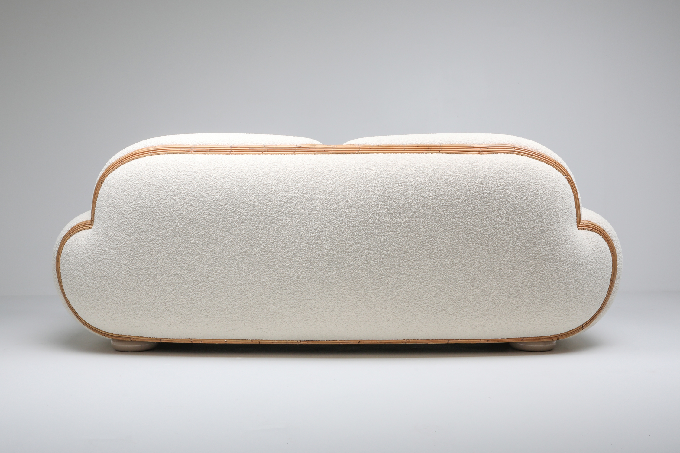 Vivai Del Sud Sofa In Bouclé Wool & Rattan - 1970s