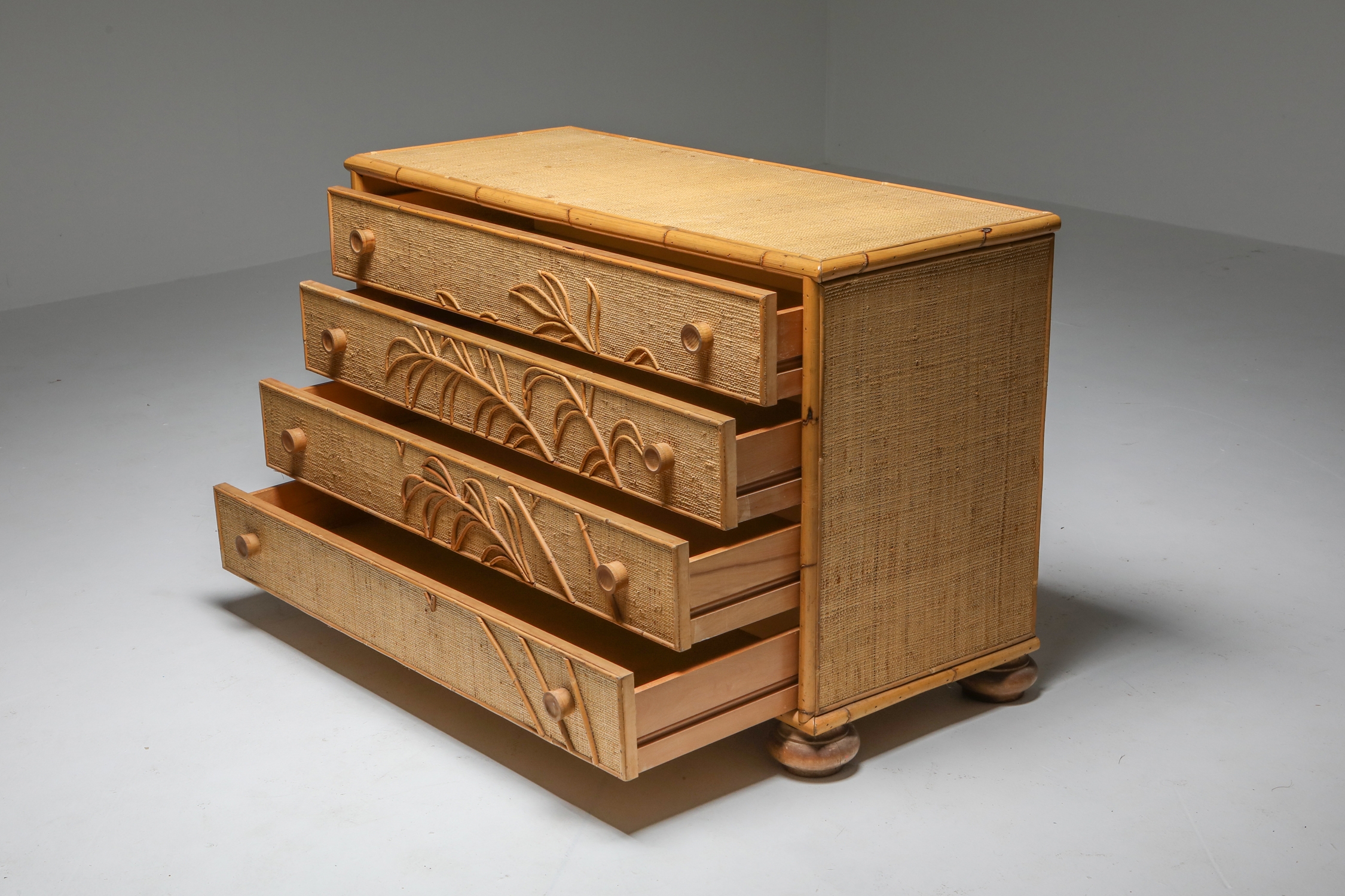 Vivai del Sud Bamboo Chest of Drawers, Italy - 1970's