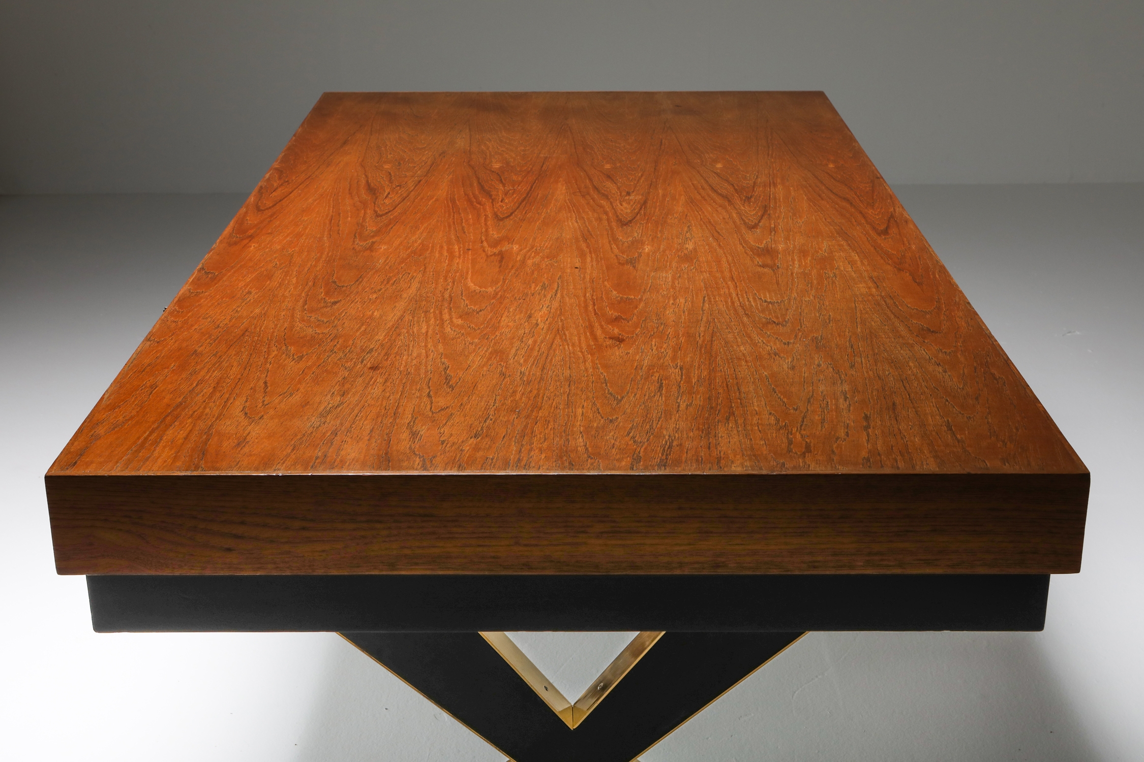 Italian Elegant Desk on Brass X Shaped Legs - 1970s