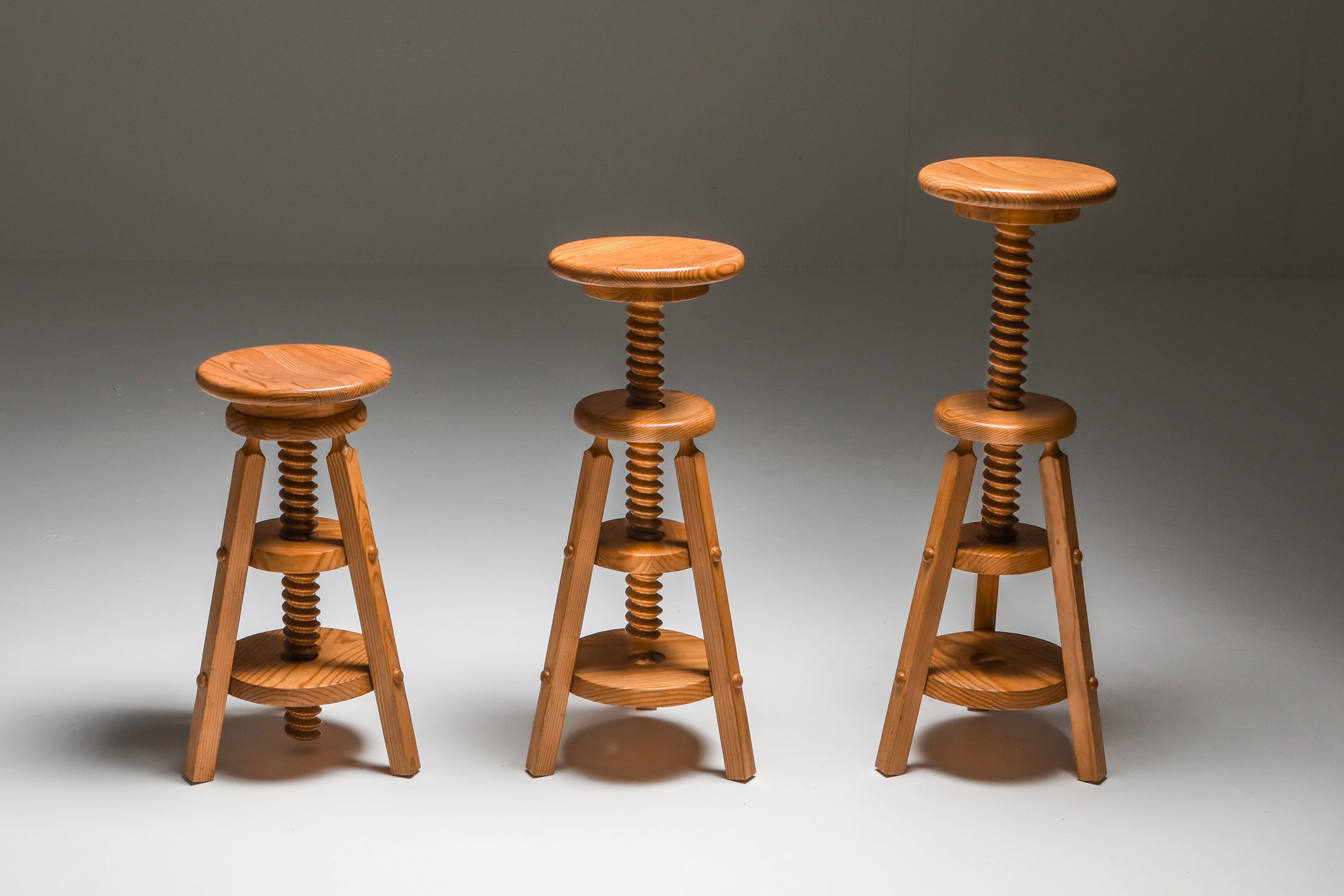 Scandinavian Pine Architect Stools - 1970's