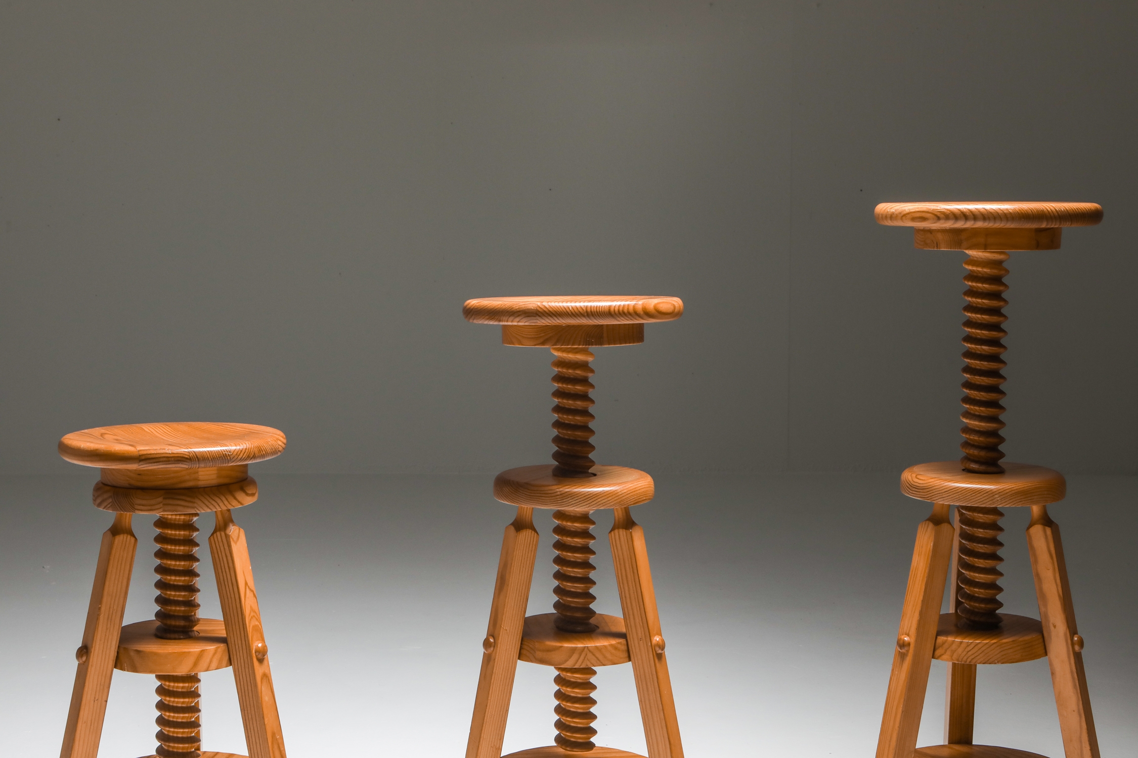 Scandinavian Pine Architect Stools - 1970's