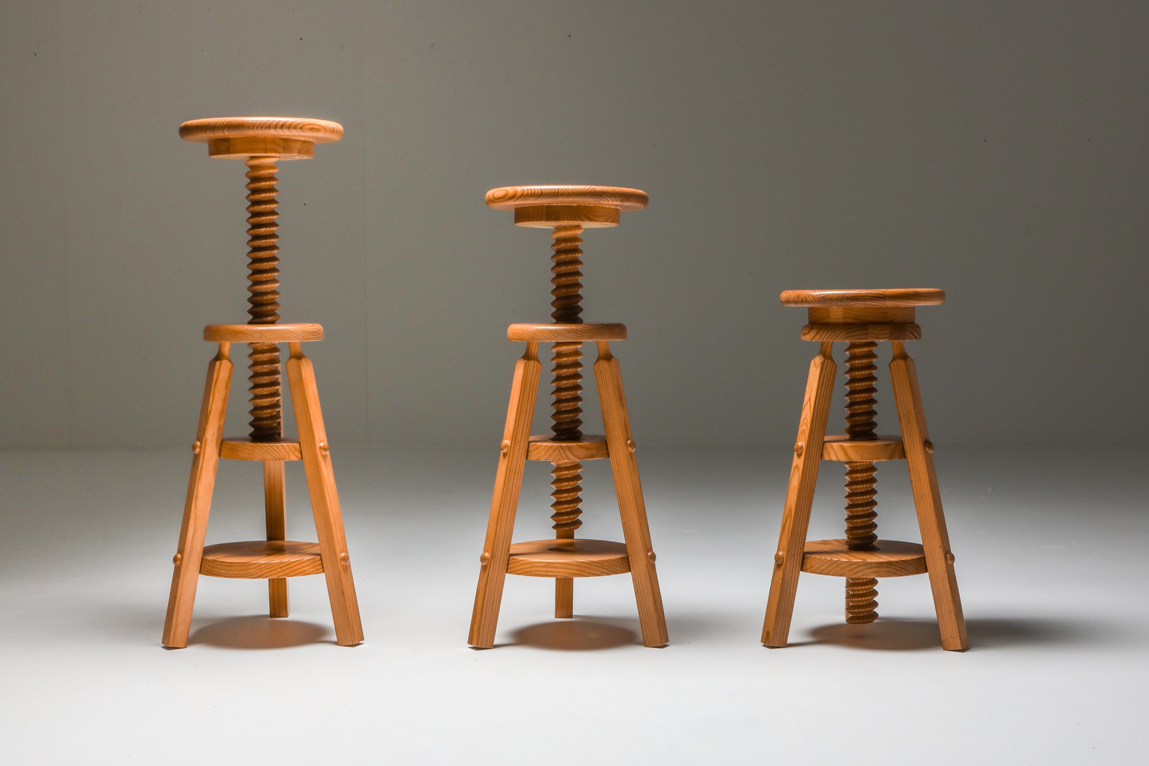 Scandinavian Pine Architect Stools - 1970's