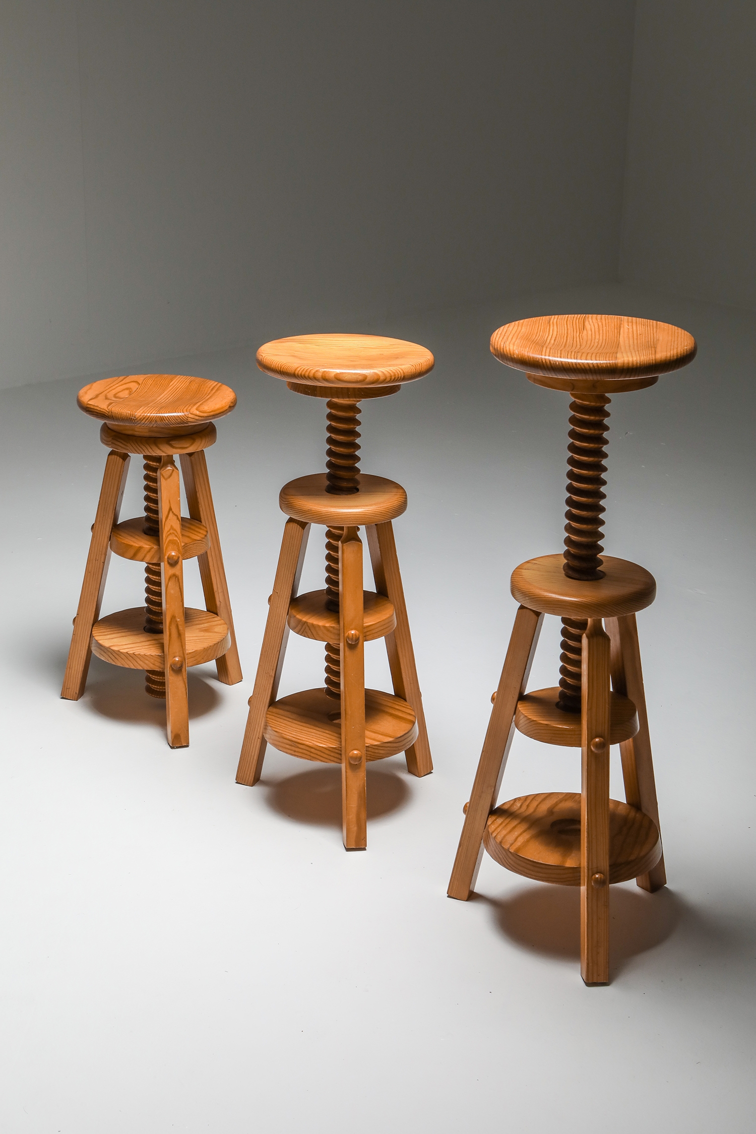 Scandinavian Pine Architect Stools - 1970's