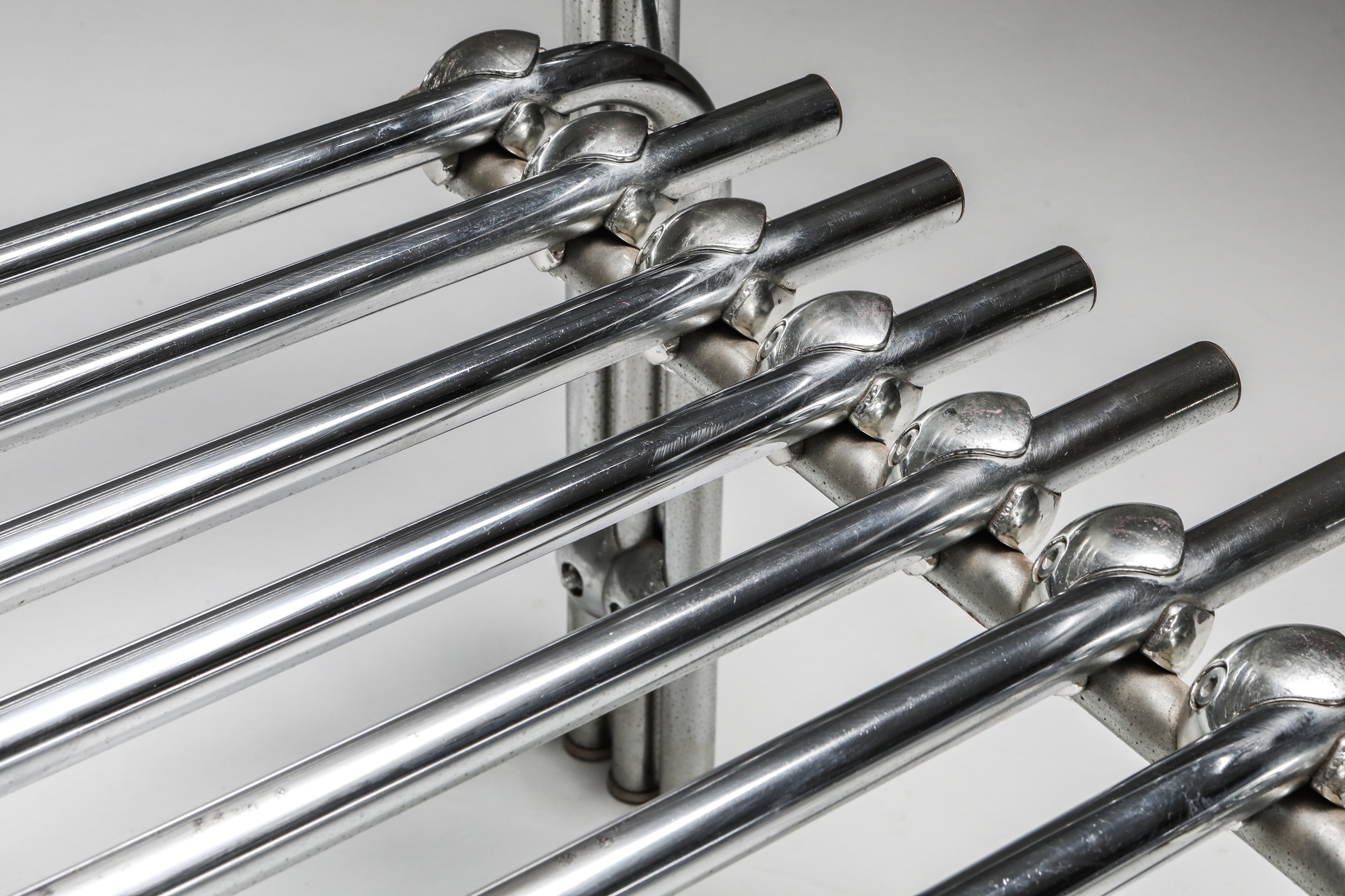 Postmodern Rietveld Style Chromed Metal Lounge Chair - 1980's