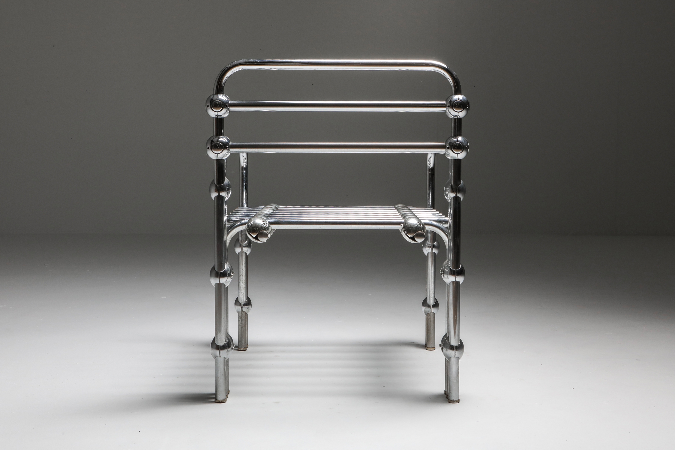 Postmodern Rietveld Style Chromed Metal Lounge Chair - 1980's