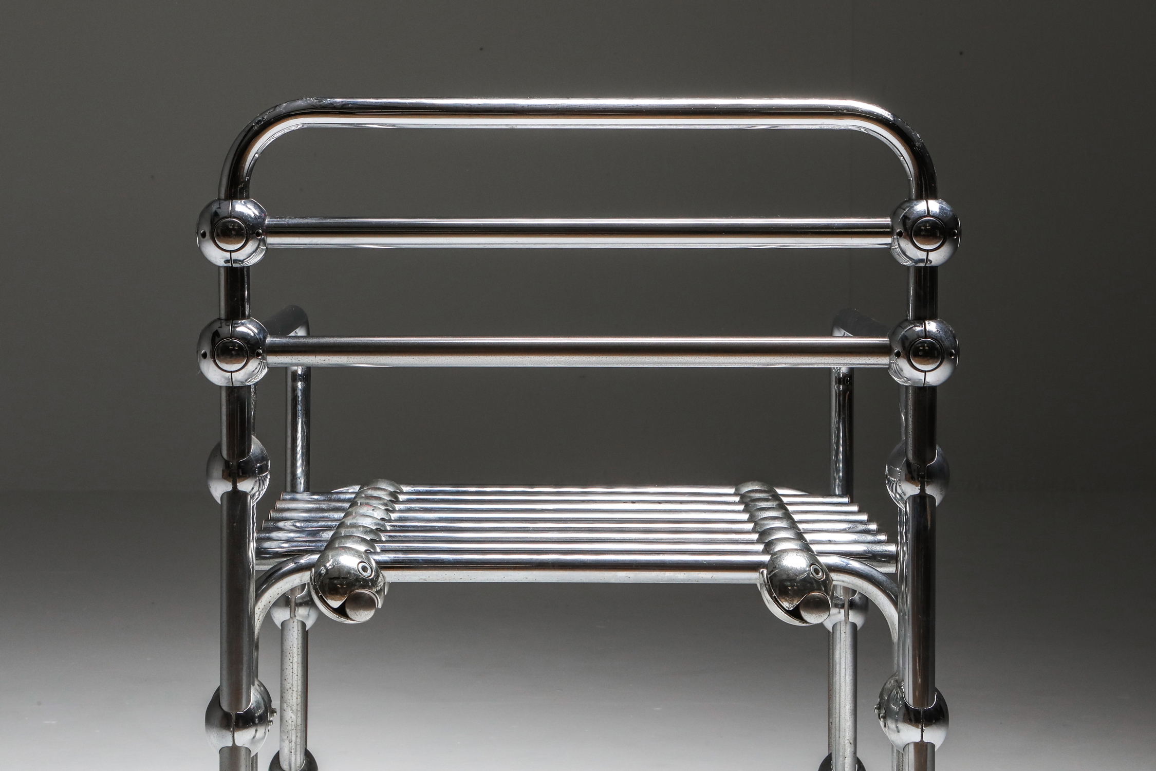 Postmodern Rietveld Style Chromed Metal Lounge Chair - 1980's